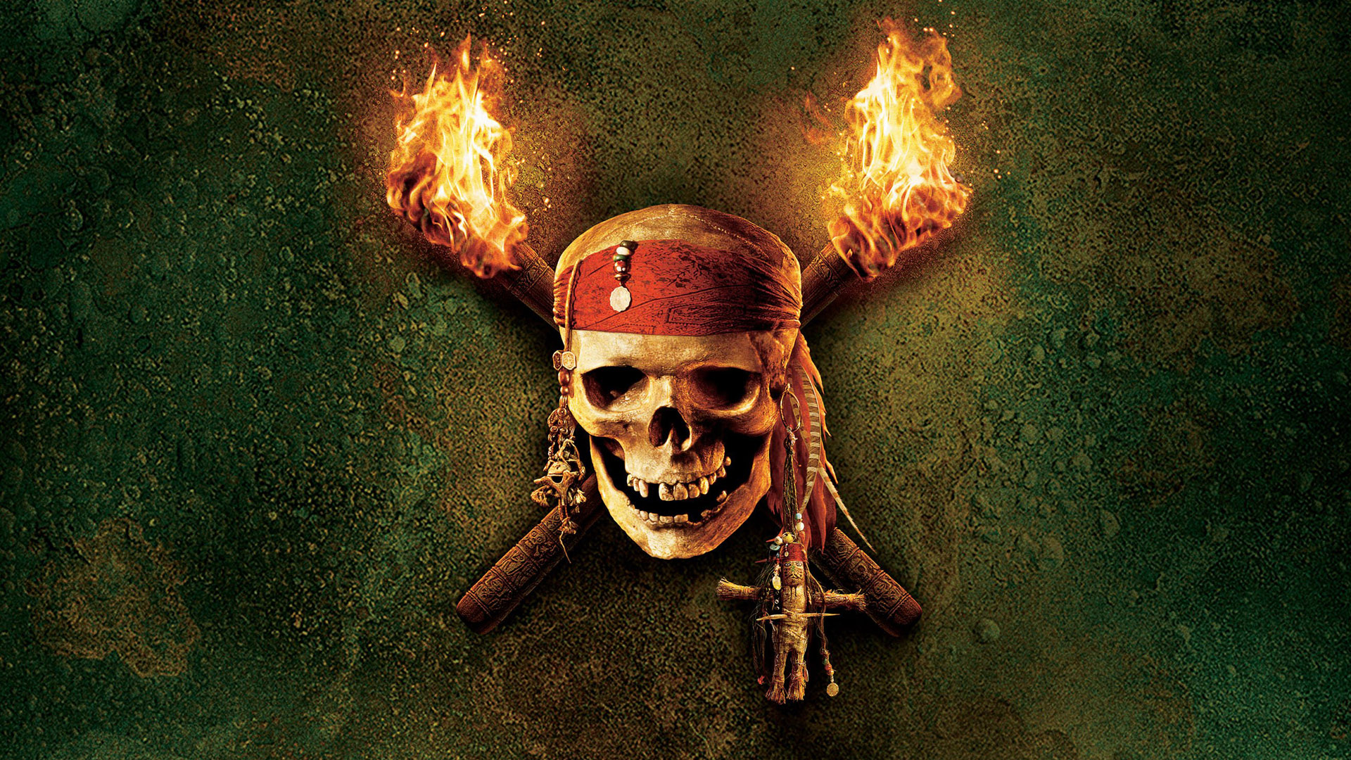Skull Pirates Of The Caribbean Jack Sparrow Pirates Fire Head Band 1920x1080