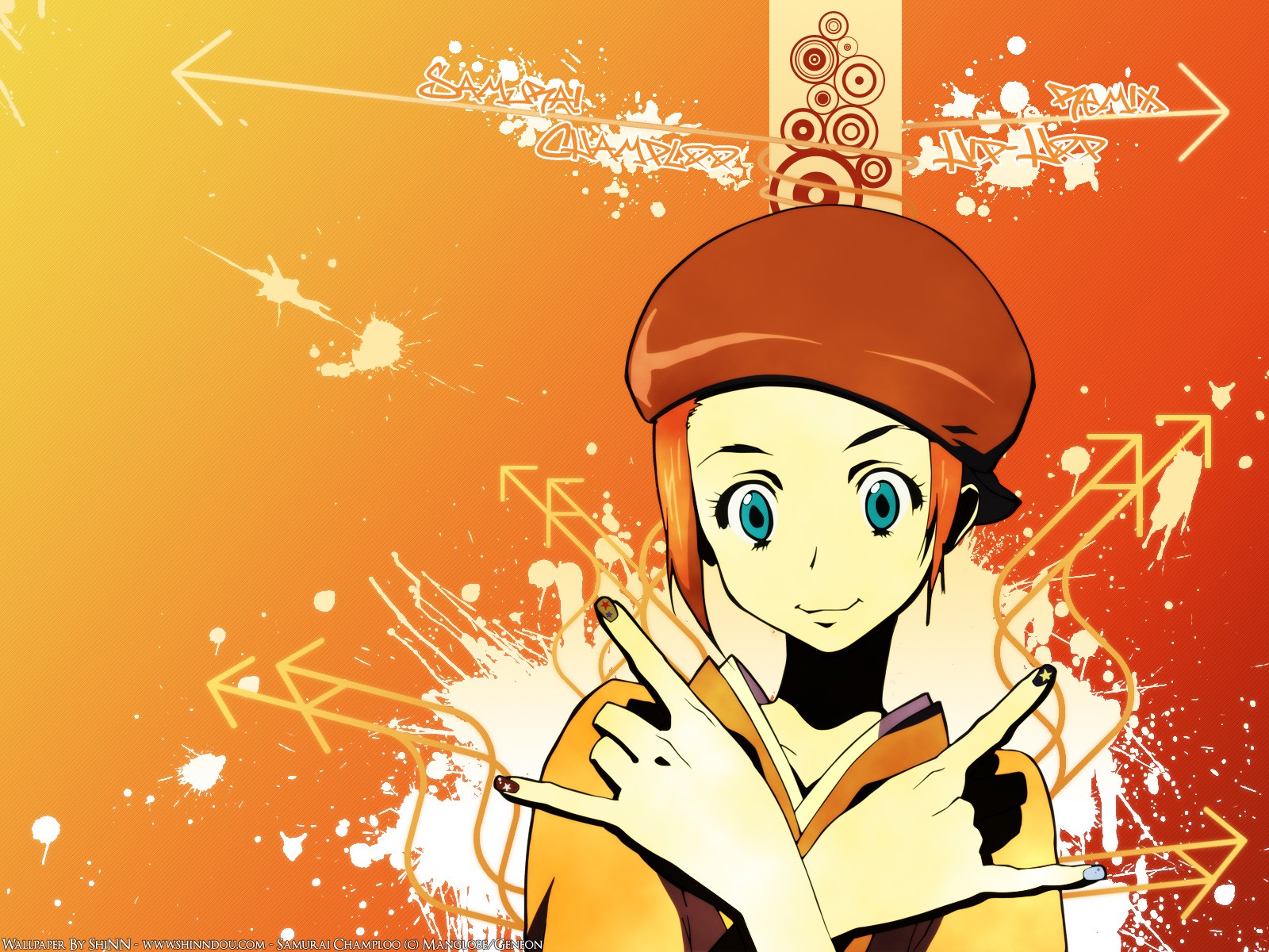 Samurai Champloo Fuu Anime Girls Anime Orange Background 1600x1200