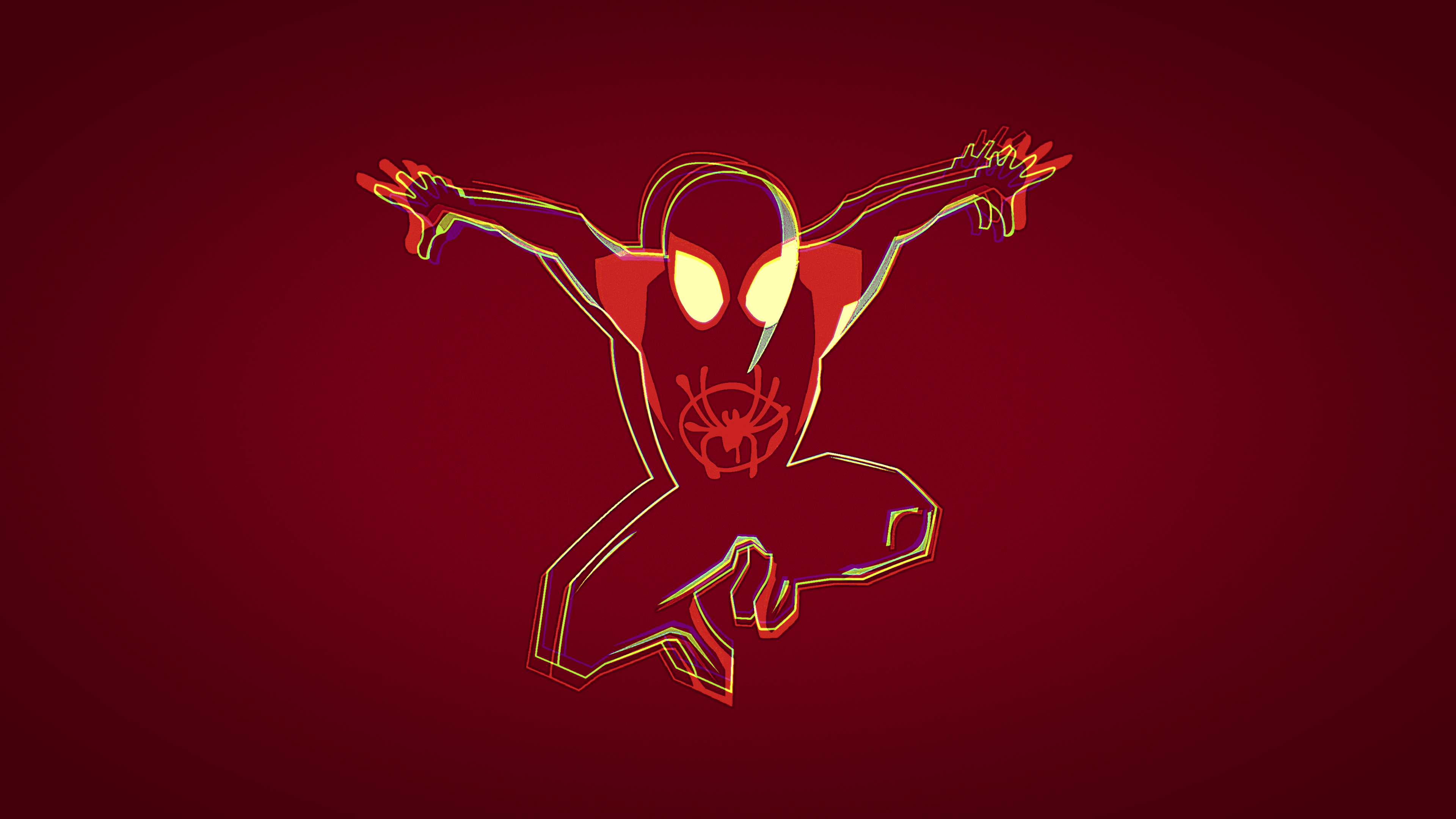 Spider Man Into The Spiderverse Digital Art Red Artwork Red Background 3840x2160