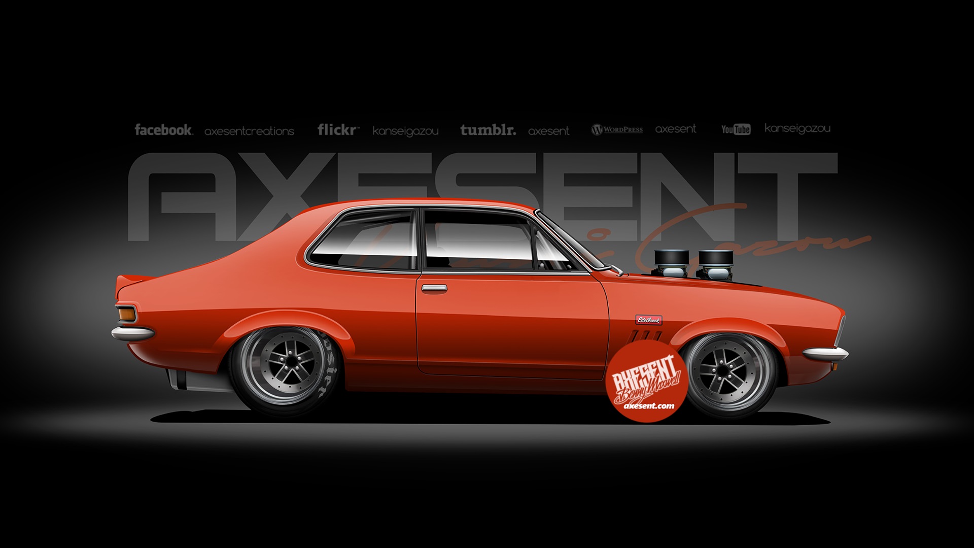 Axesent Creations Muscle Car Render Holden Australian Cars Side View Orange Cars 1920x1080