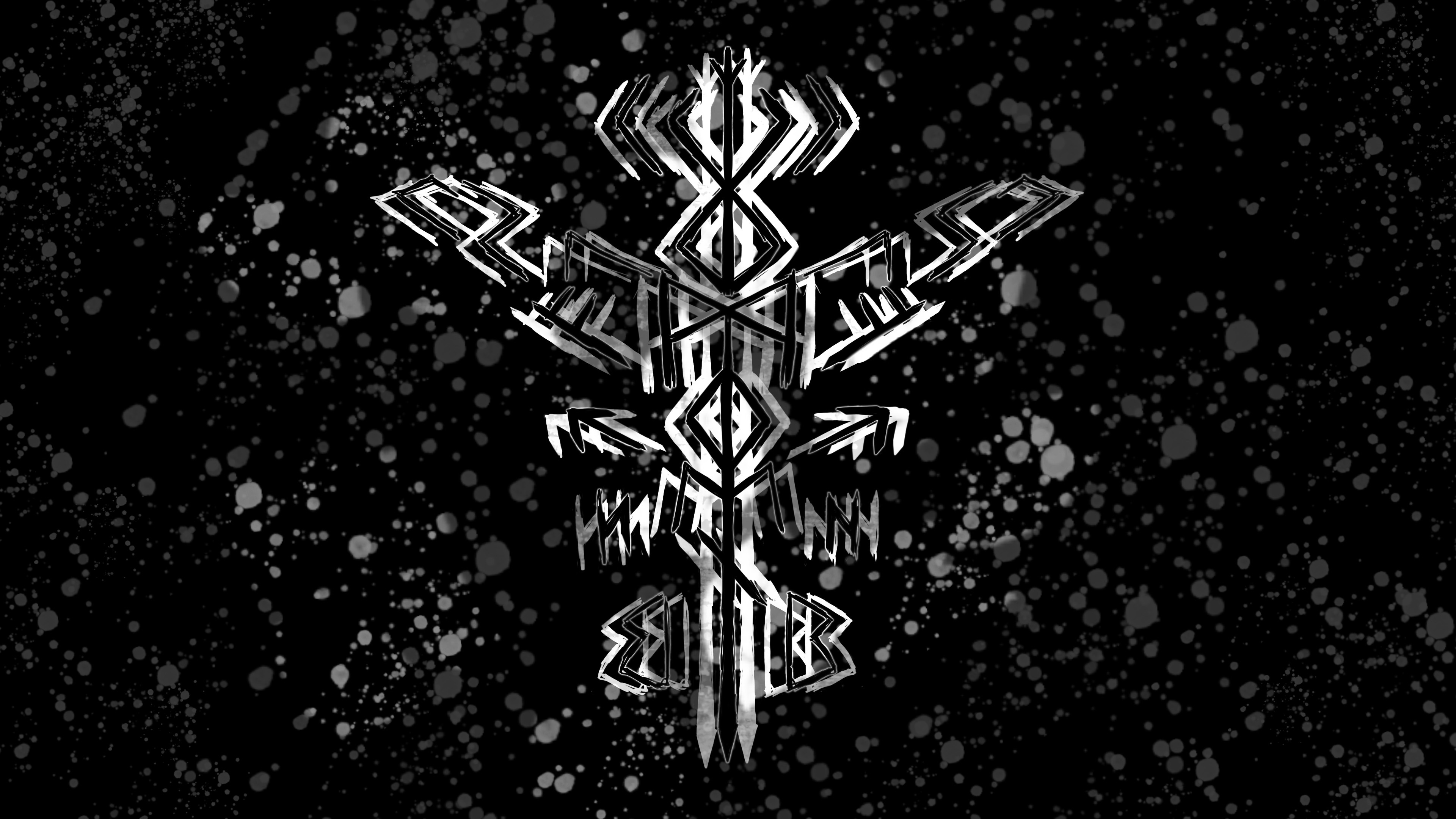 Runes 4K Abstract Symmetry Paint Splatter 3840x2160