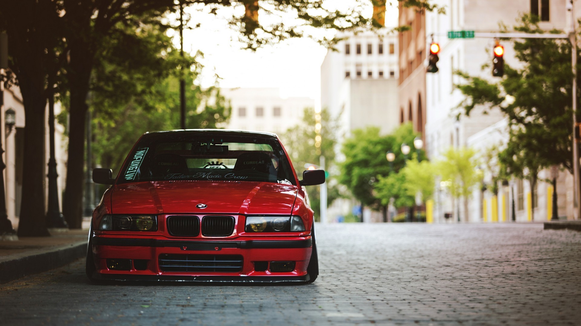 Car BMW Tuning BMW E36 Red Cars BMW 3 Series Frontal View 1920x1080