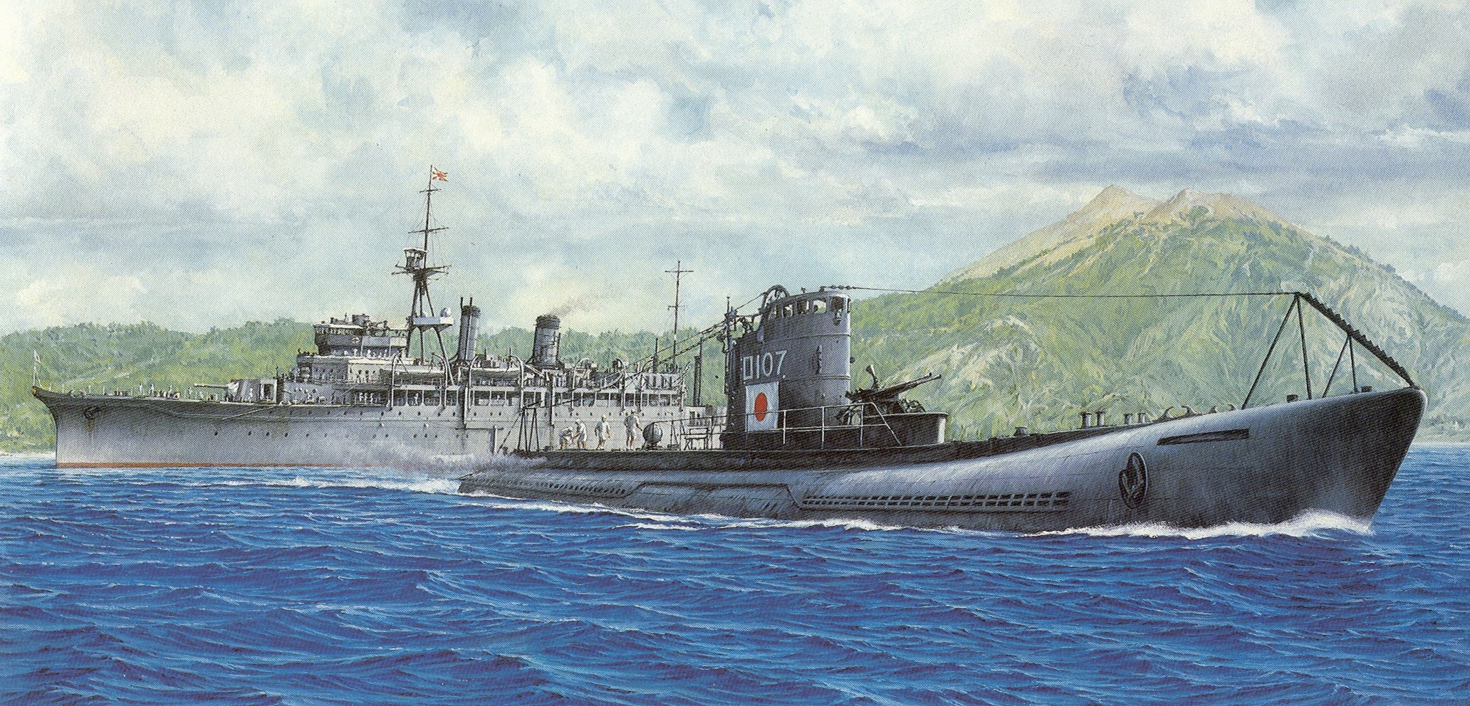 Iwo Jima Submarine Japan Military Warship Artwork 2064x992