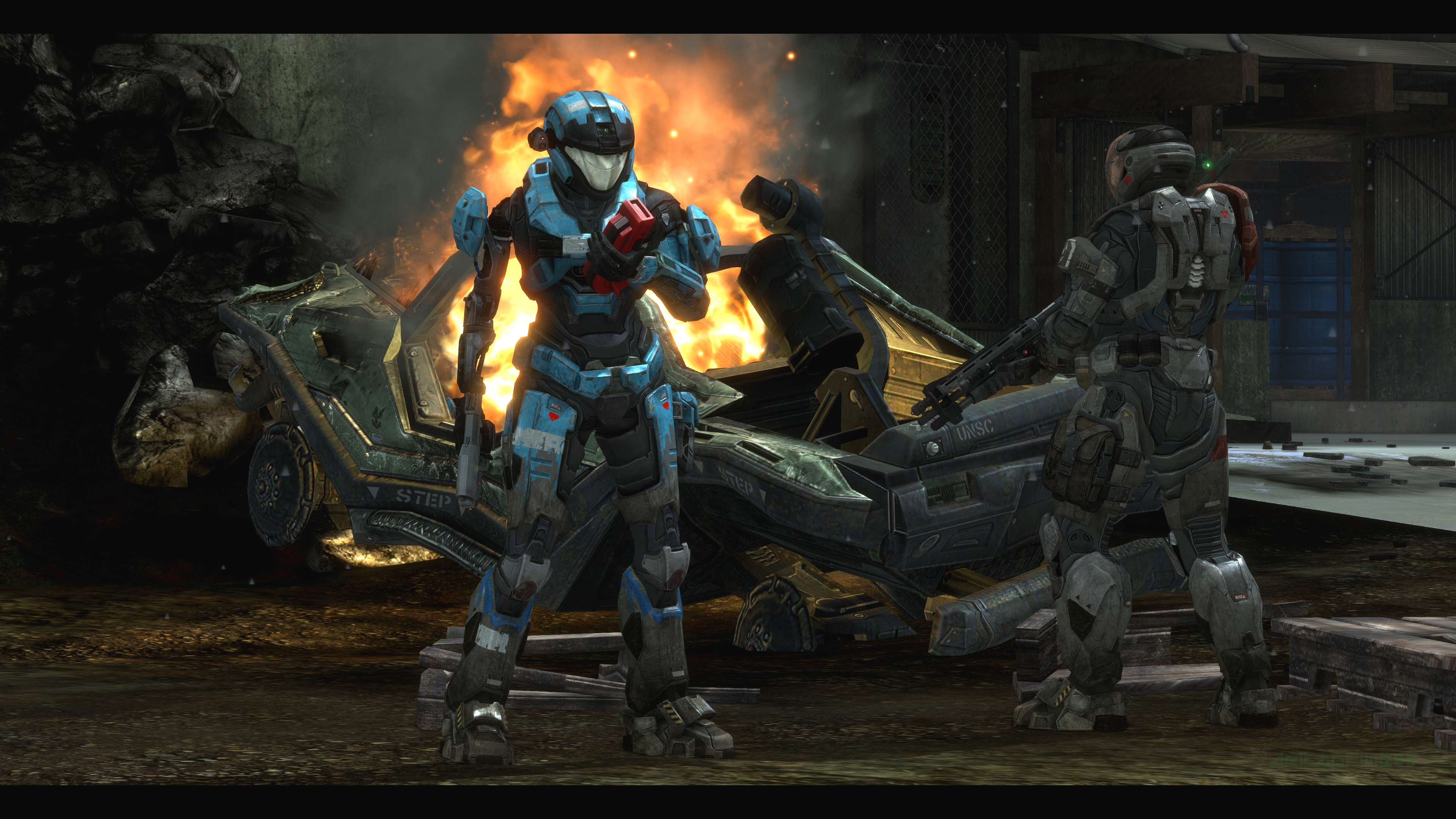 PC Gaming Screen Shot In Game Halo Reach Planet Reach Kat B320 Emile A239 M12 Warthog Fire Spartans  3840x2160