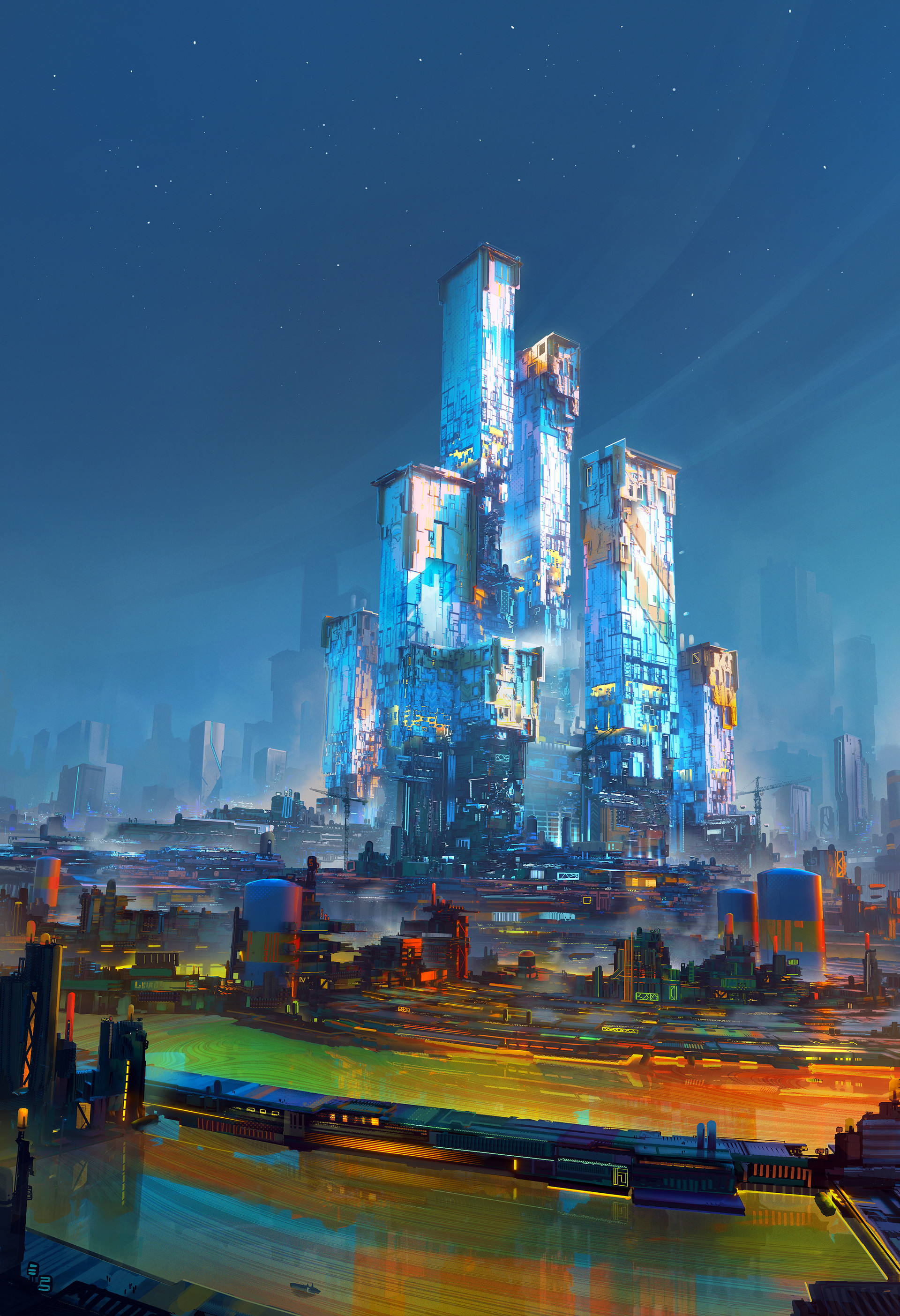 Colorful City Artwork Science Fiction Saturation Architecture Metropolis 1920x2808