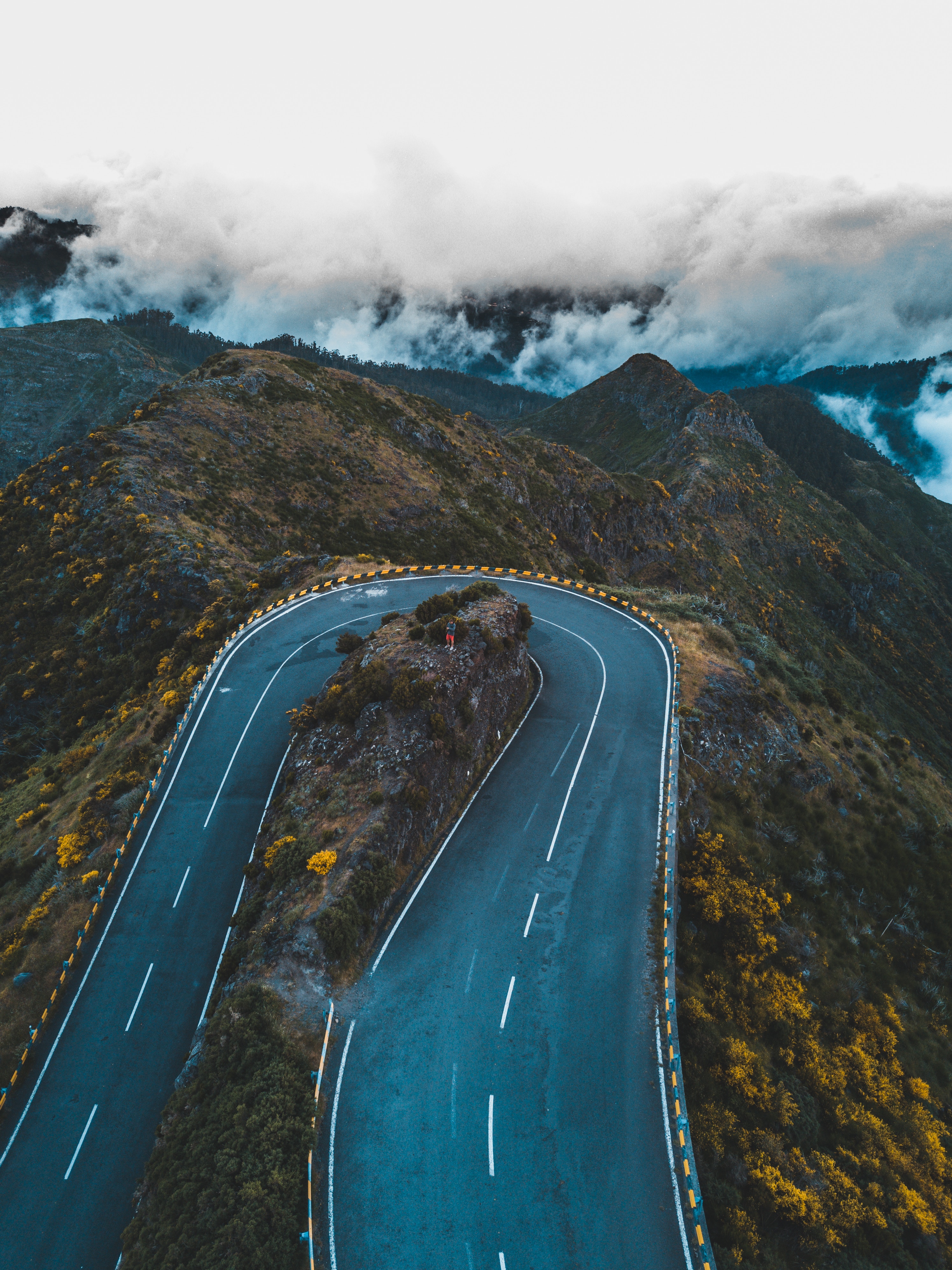 Madeira Road Clouds Mountains Portugal Twist Highway 2992x3992