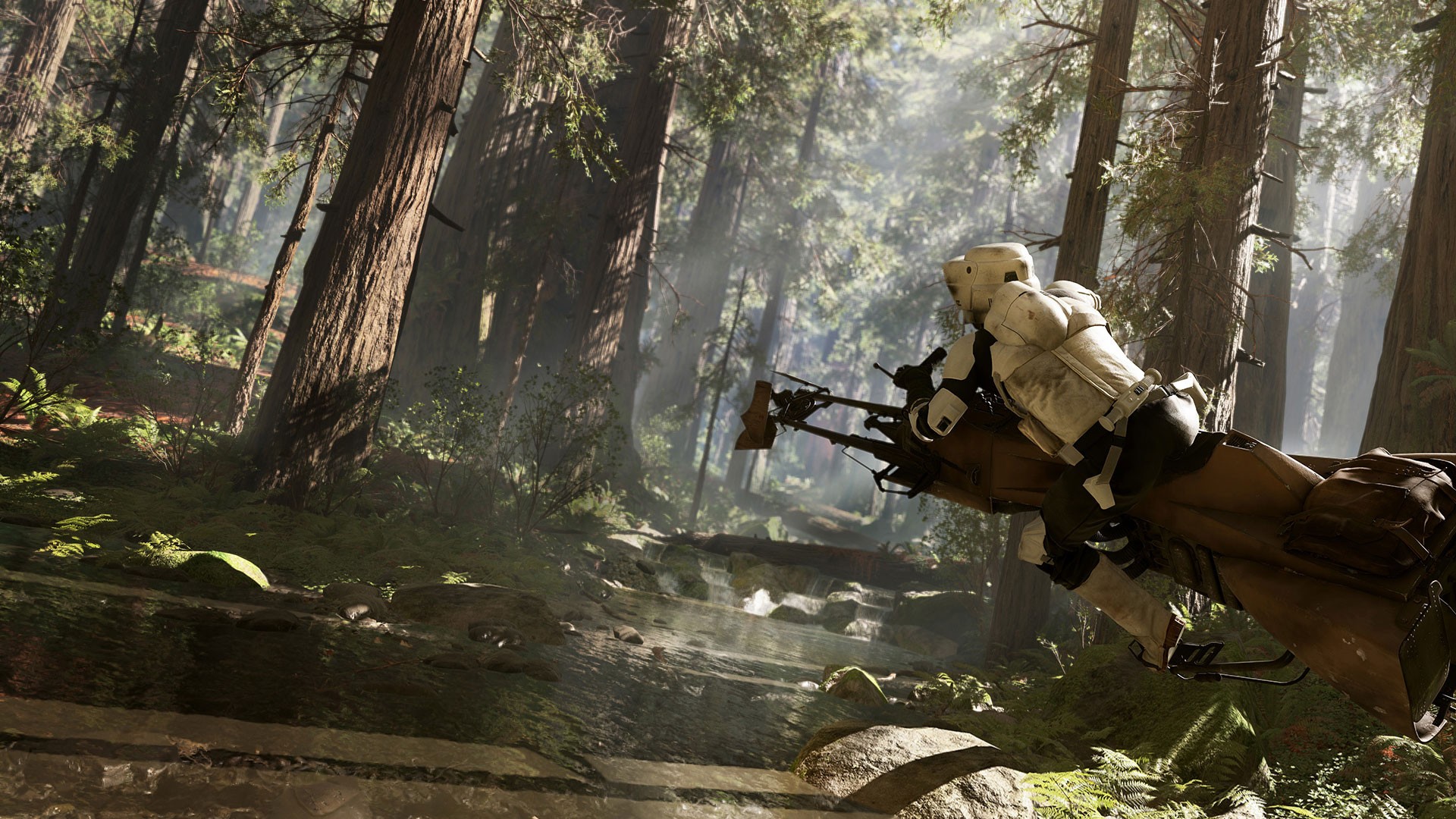 Speeder Bike Scout Trooper Endor Star Wars Battlefront Star Wars EA Games Video Games Screen Shot 1920x1080