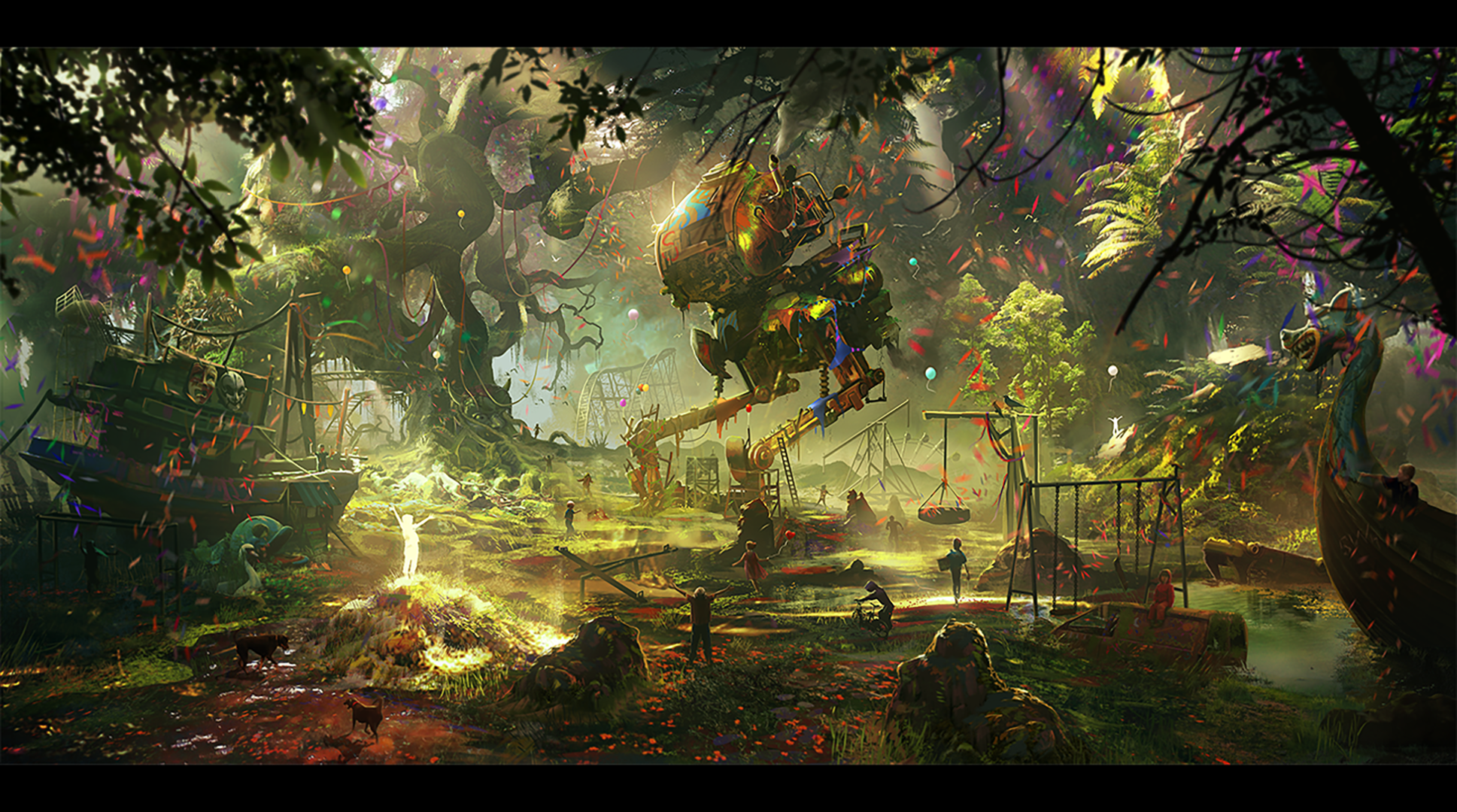 Artwork Fantasy Art Playground Jungle Robot 1937x1080