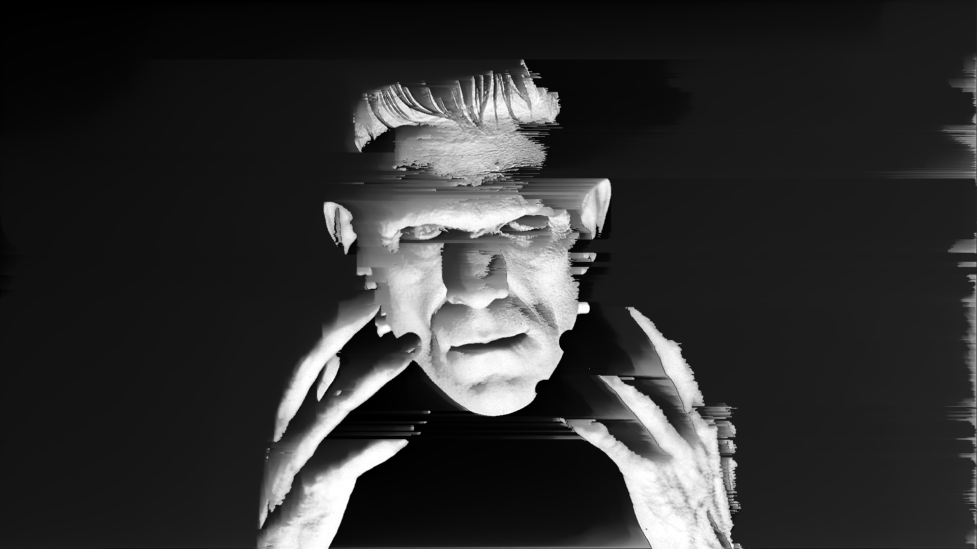 Pixel Sorting Frankenstein Boris Karloff Monochrome Frontal View 1920x1080