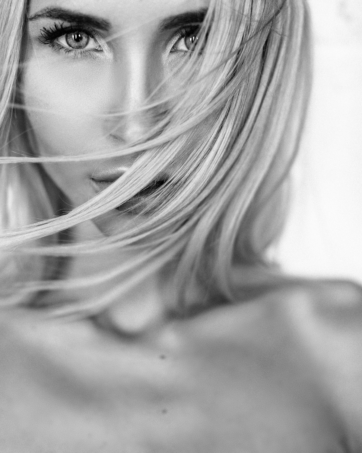 Aleksey Trifonov Women Monochrome Portrait Blonde Hair In Face 1200x1500