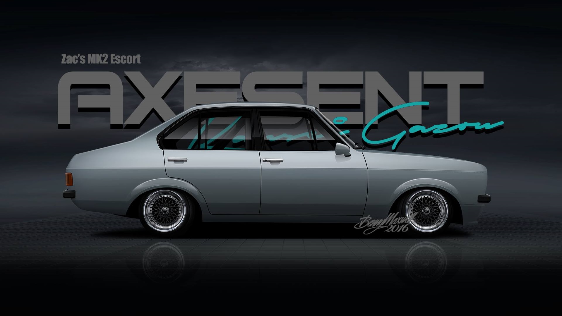 Axesent Creations Render Ford Escort Mkii British Cars Ford Silver Cars Side View Digital Art Car Ve 1920x1080