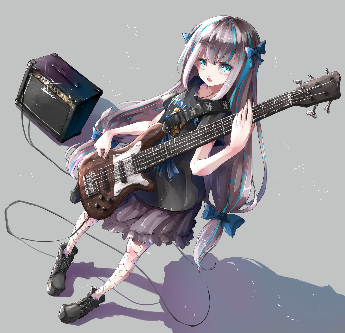 Anime Anime Girls Original Characters Bass Guitars 1450x1400