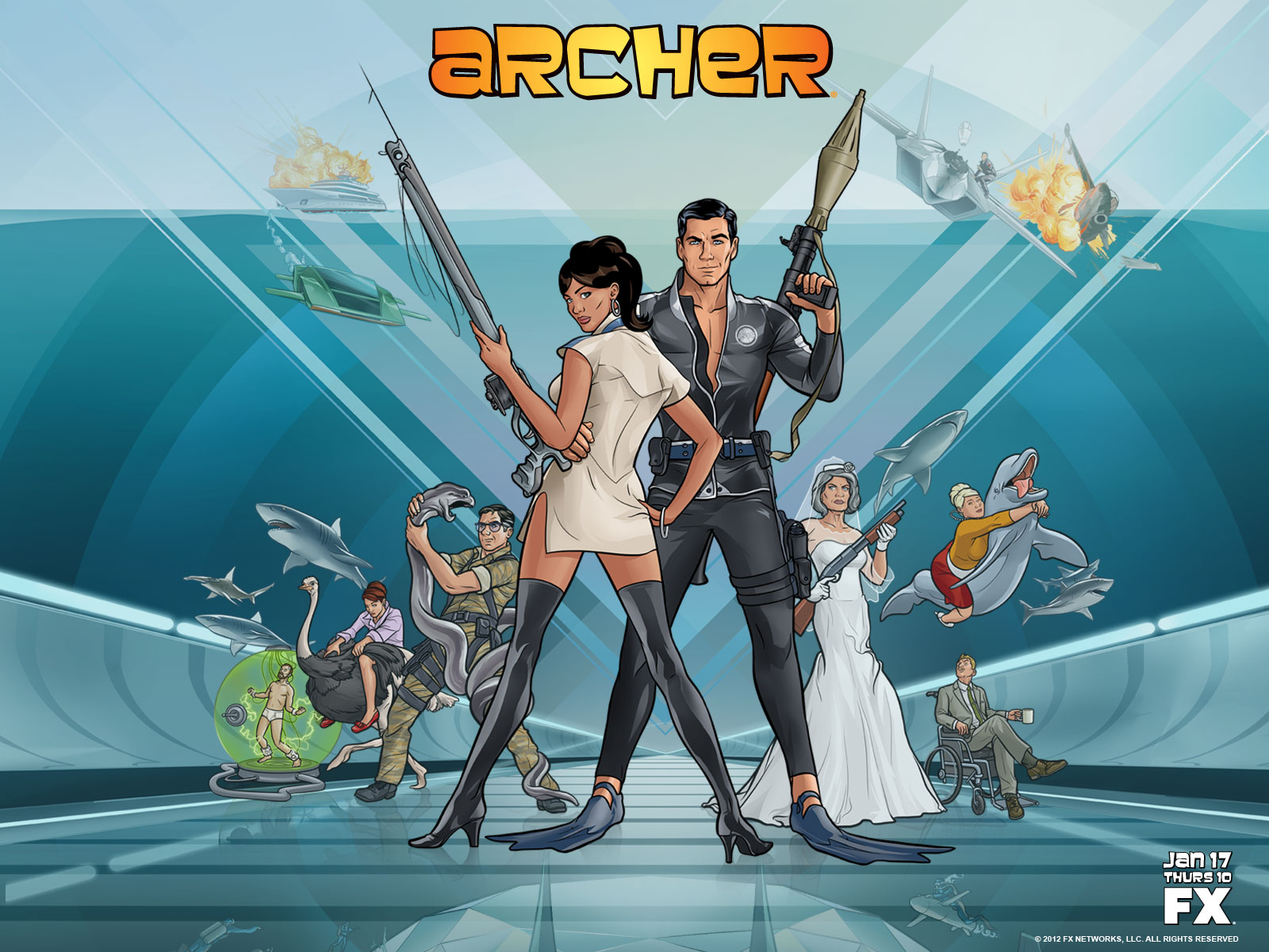 Archer TV Show Cartoon Tv Series Lana Kane Sterling Archer 1600x1200