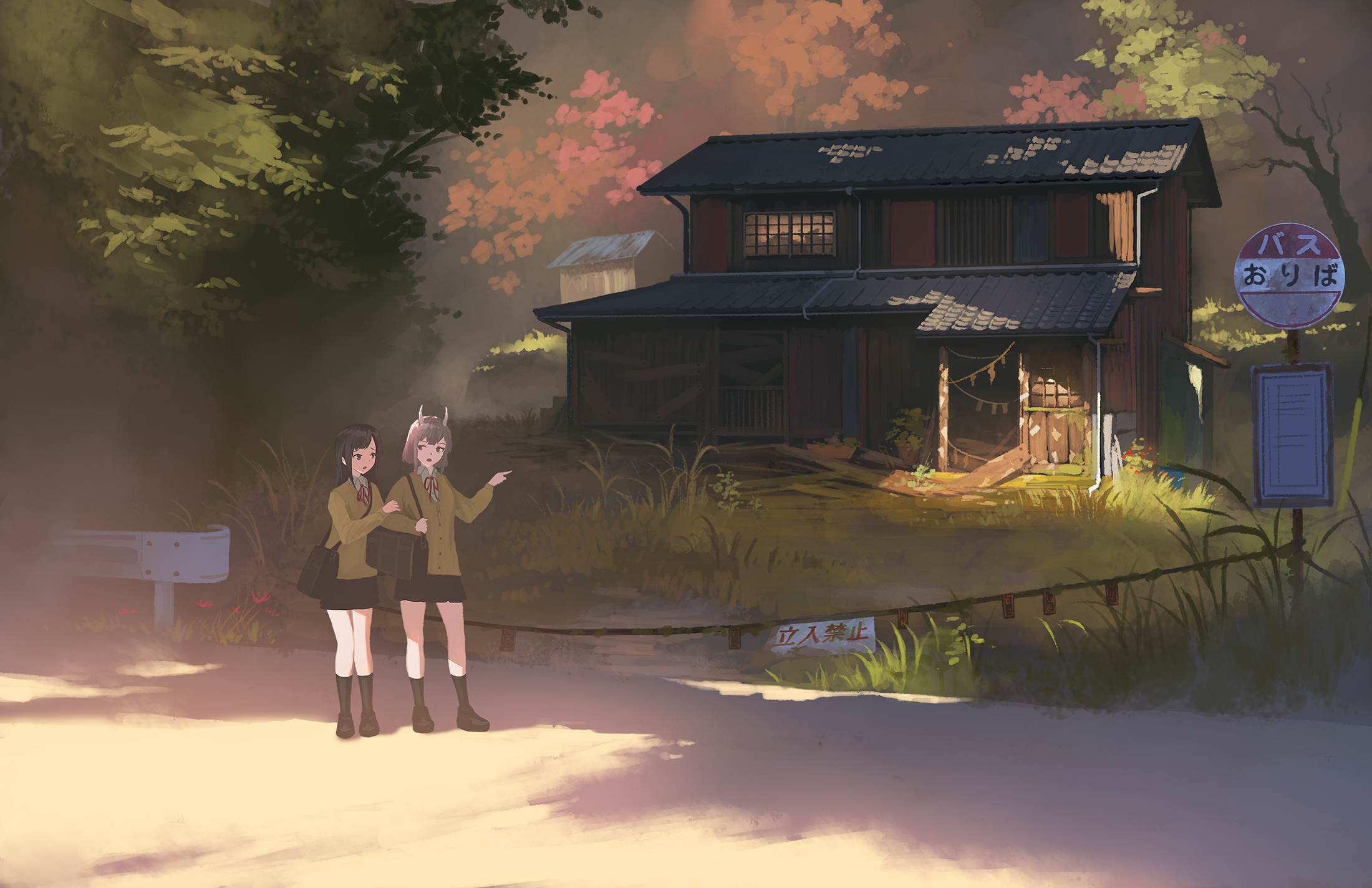 Anime Artwork Anime Girls Outdoors House Moescape 2200x1424