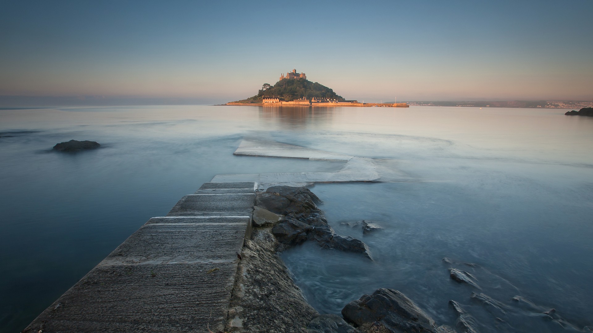 Water St Michaels Mount Cornwall England 1920x1080