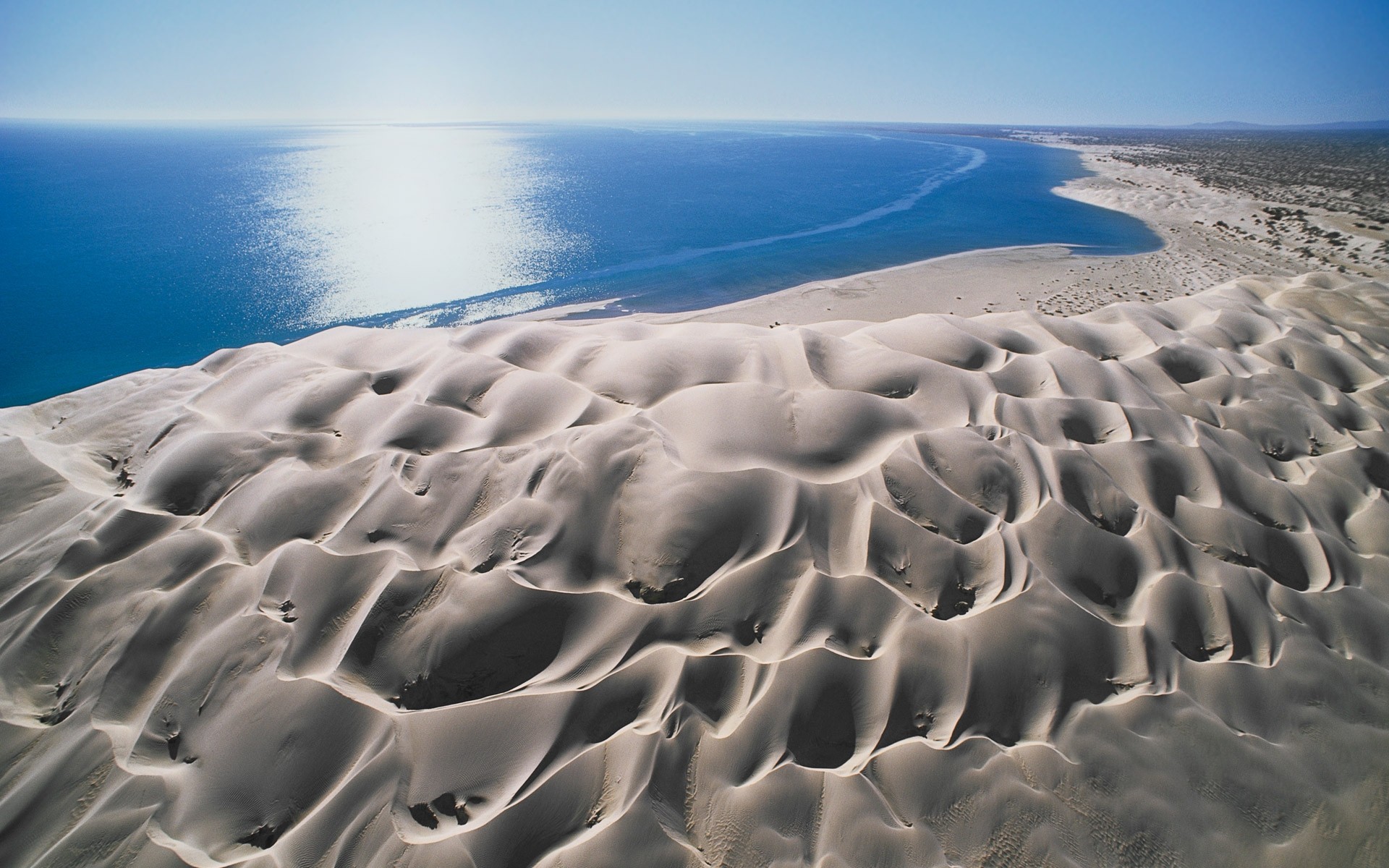 Landscape Beach Nature Dunes Sea Sand Wind Erosion Water Blue Mexico 1920x1200