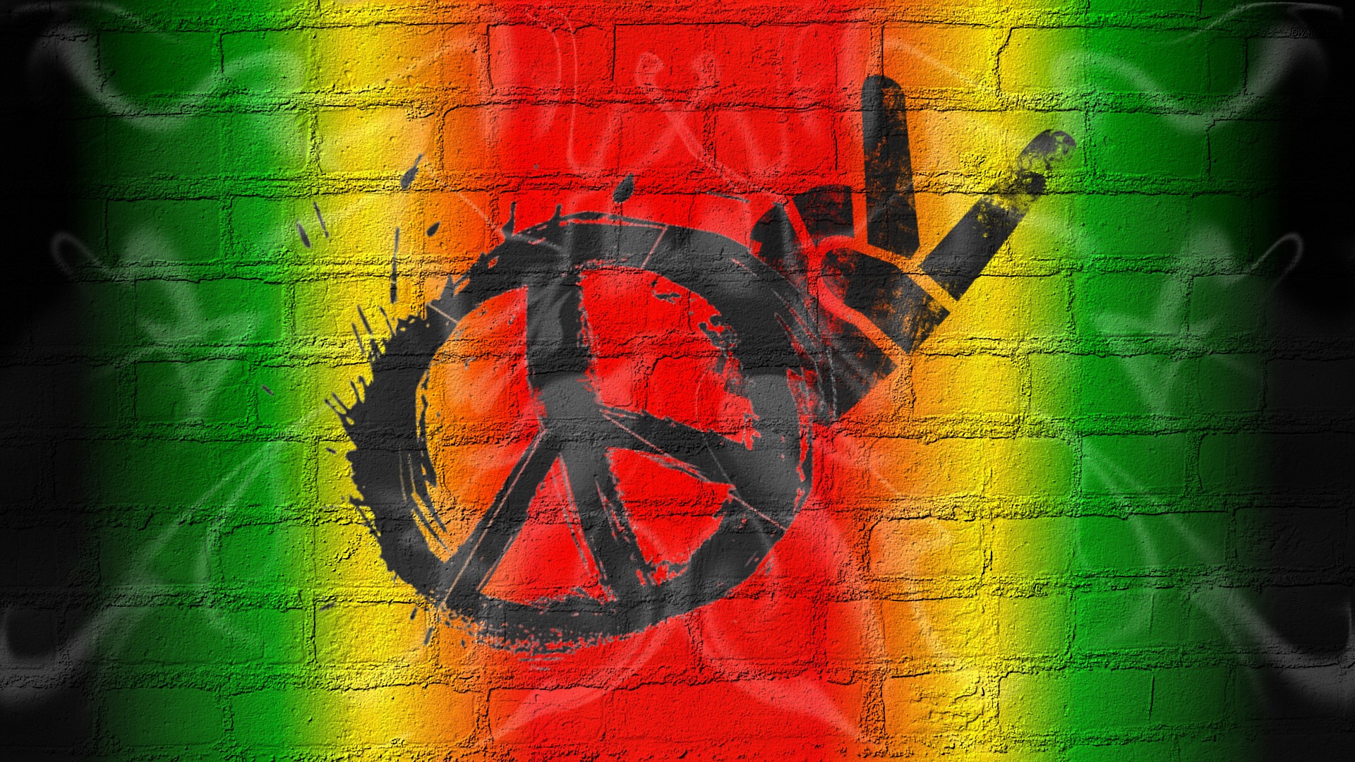 Peace Love Graffiti Bricks 1920x1080