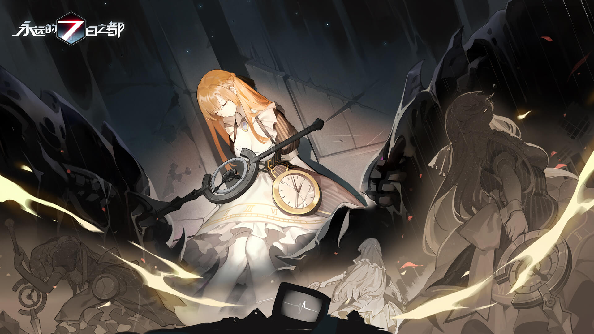 Forever 7th Capital Anime Fantasy Girl Blonde Clocks Anime Girls Closed Eyes 1920x1080