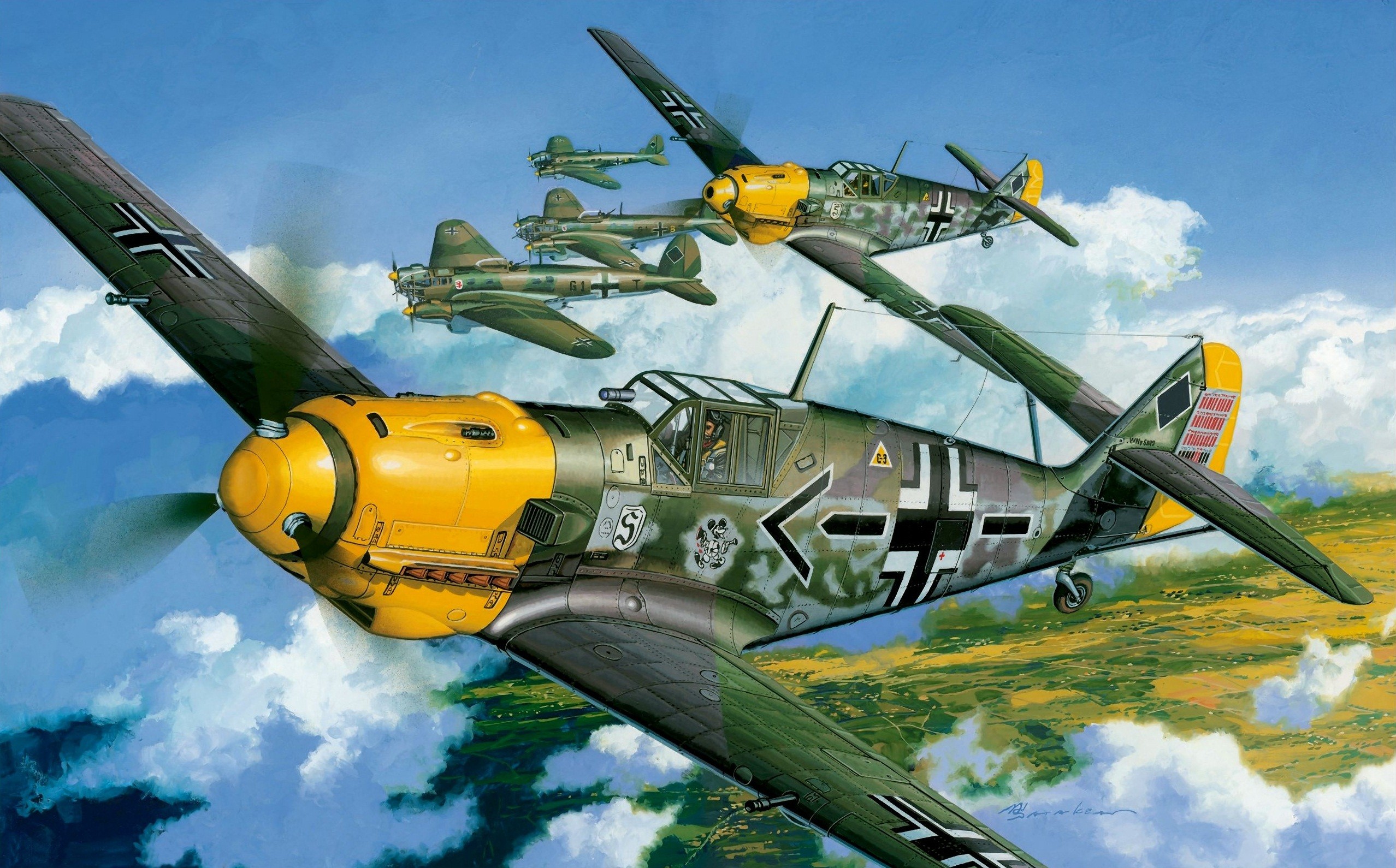 World War Ii Messerschmitt Messerschmitt Bf 109 Luftwaffe Aircraft Military Artwork Military Aircraf 2556x1590