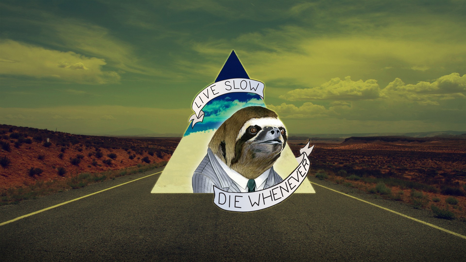 Sloths Humor Road Life Death Triangle Quote 1920x1080