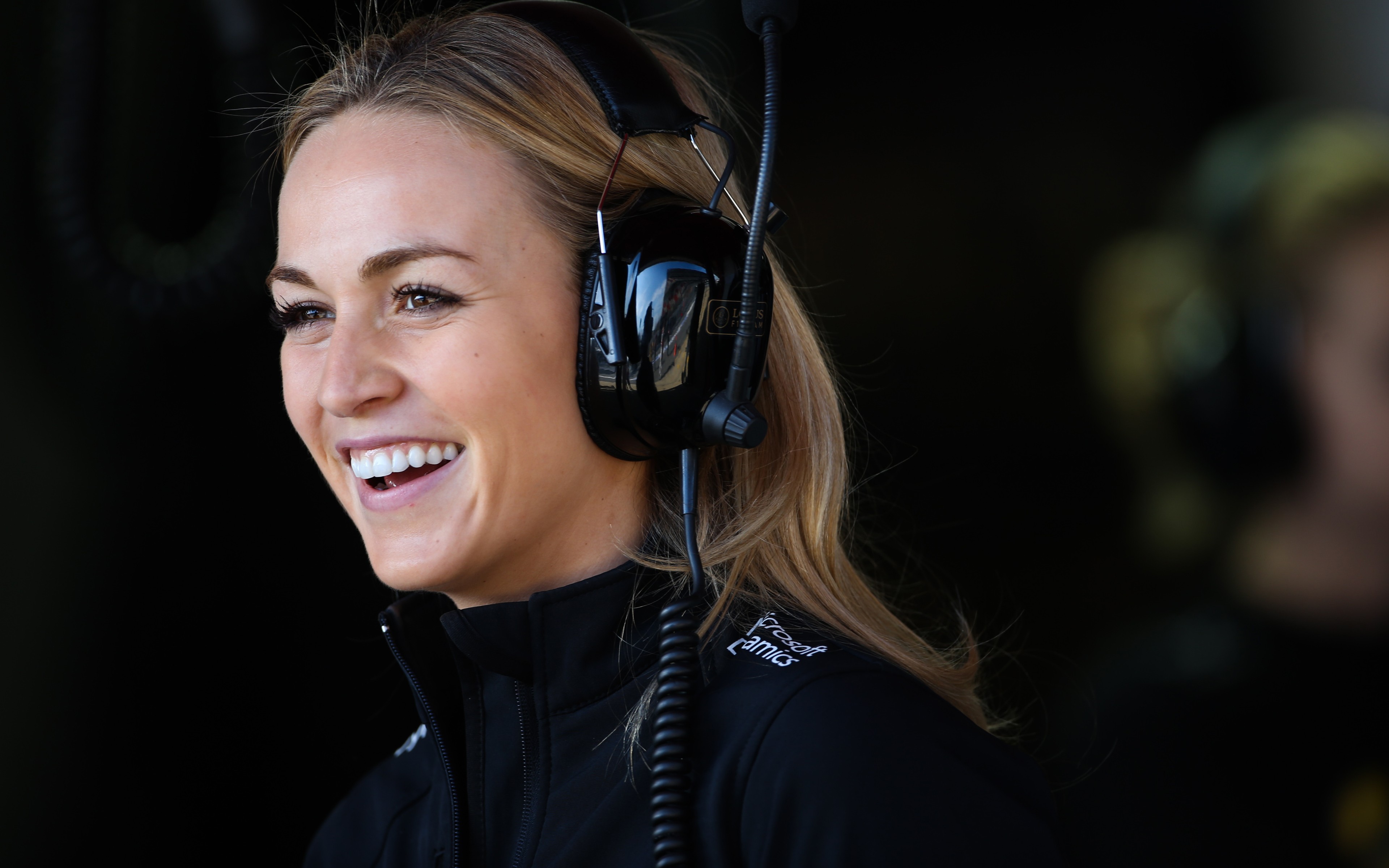 Carmen Jorda Driver Formula 1 Blonde Women Smiling Headsets Lotus 3840x2400