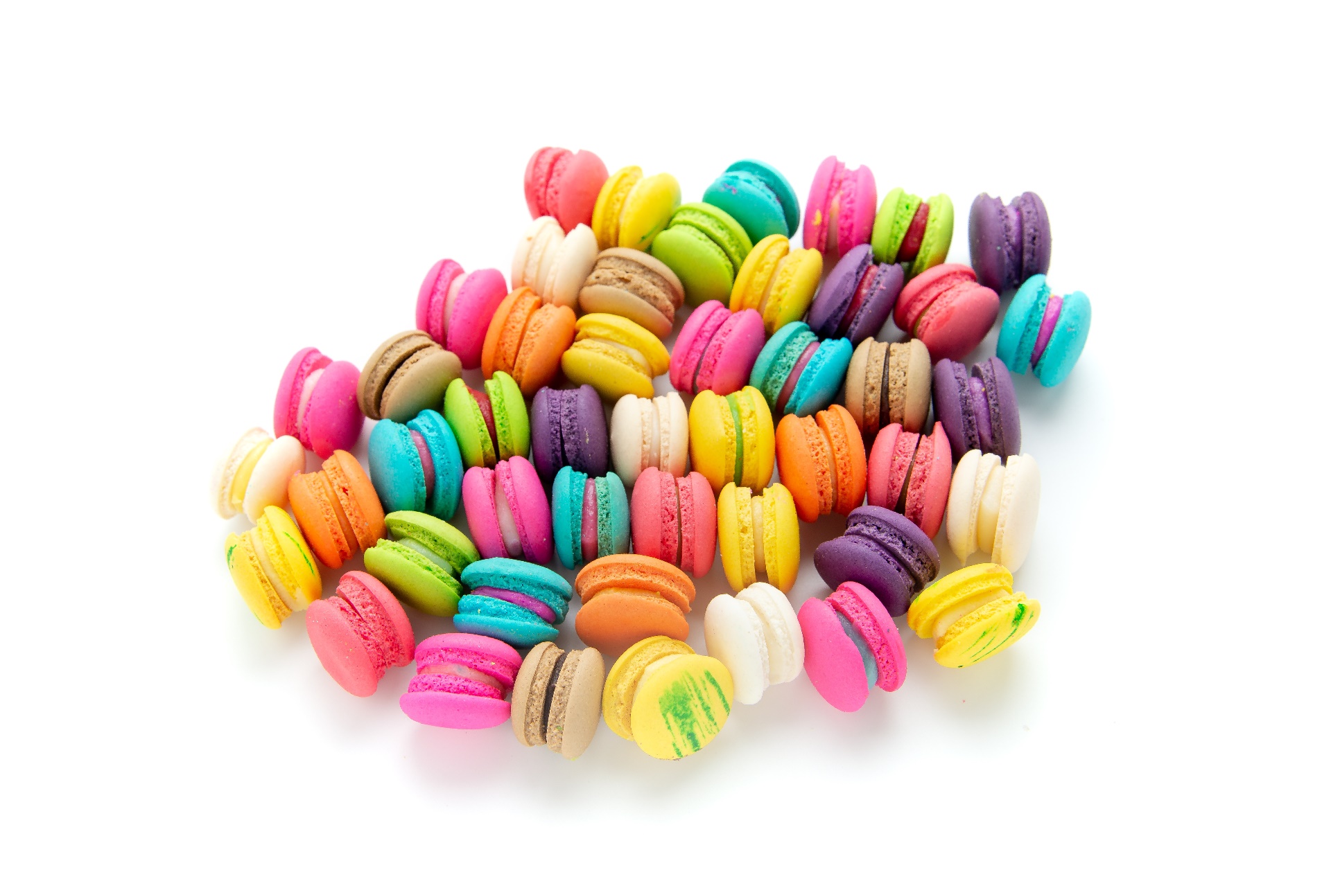 White Background Food Sweets Colorful Macarons Cookies Macaroons 1920x1282