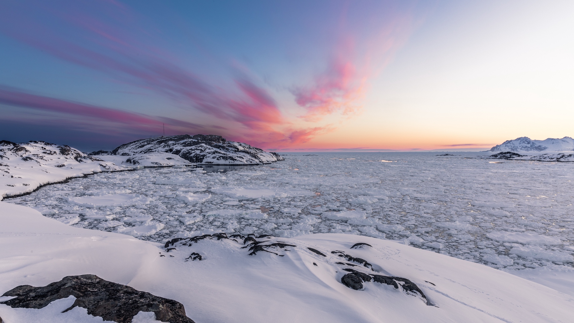 Ice Snow Sea Greenland Nature 1920x1080