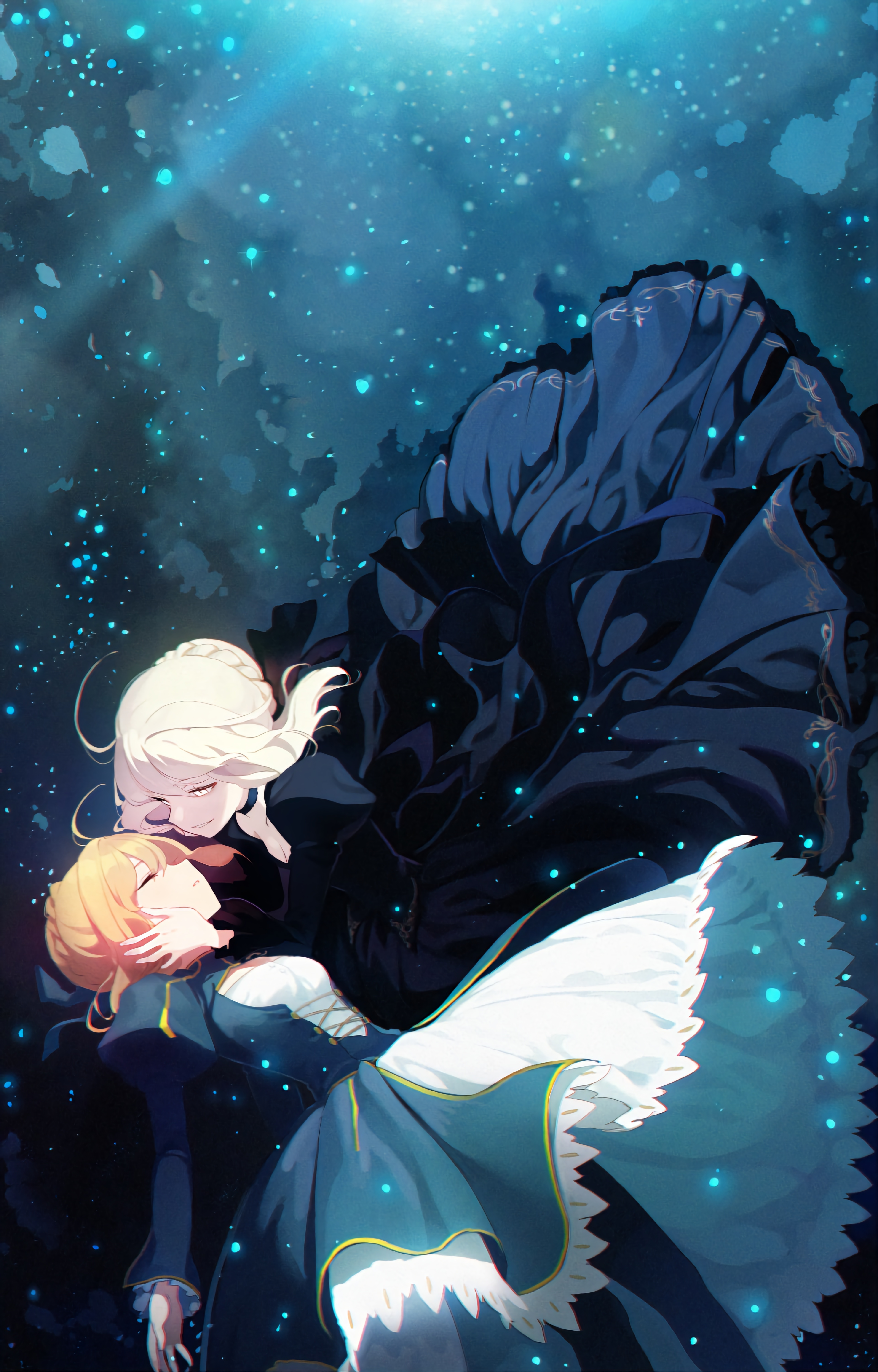 Anime Fate Stay Night Saber Alter Artoria Pendragon Water Underwater Particle Saber Dress Anime Girl 3840x6000