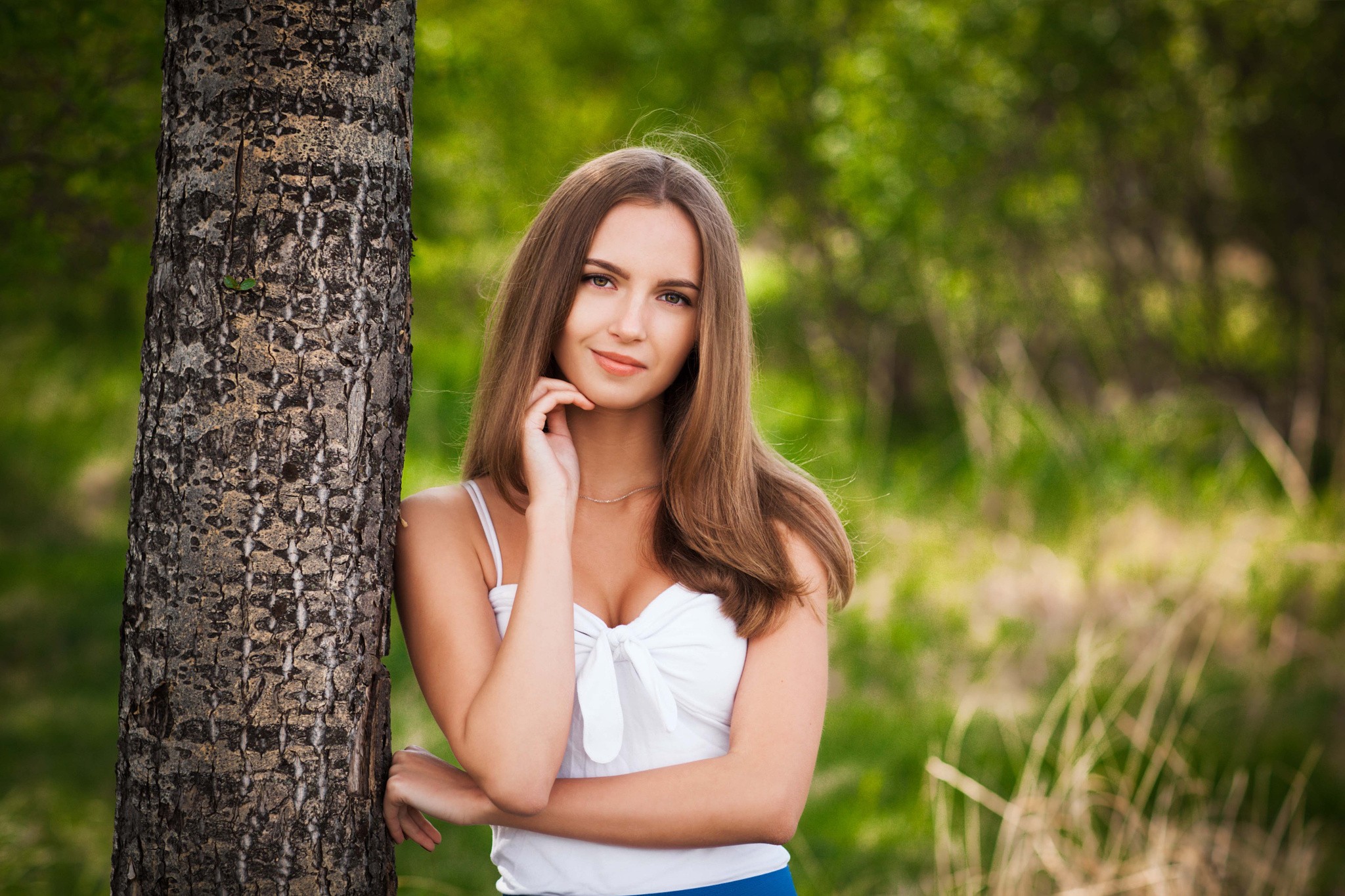 Women Model Long Hair Women Outdoors Aleksei Gilev Looking At Viewer Blonde Smiling Depth Of Field F 2048x1365