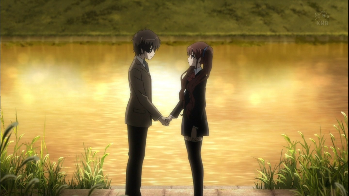 Another Anime Boys Anime Girls Water Holding Hands Anime Wallpaper Resolution 1440x810 Id Wallha Com