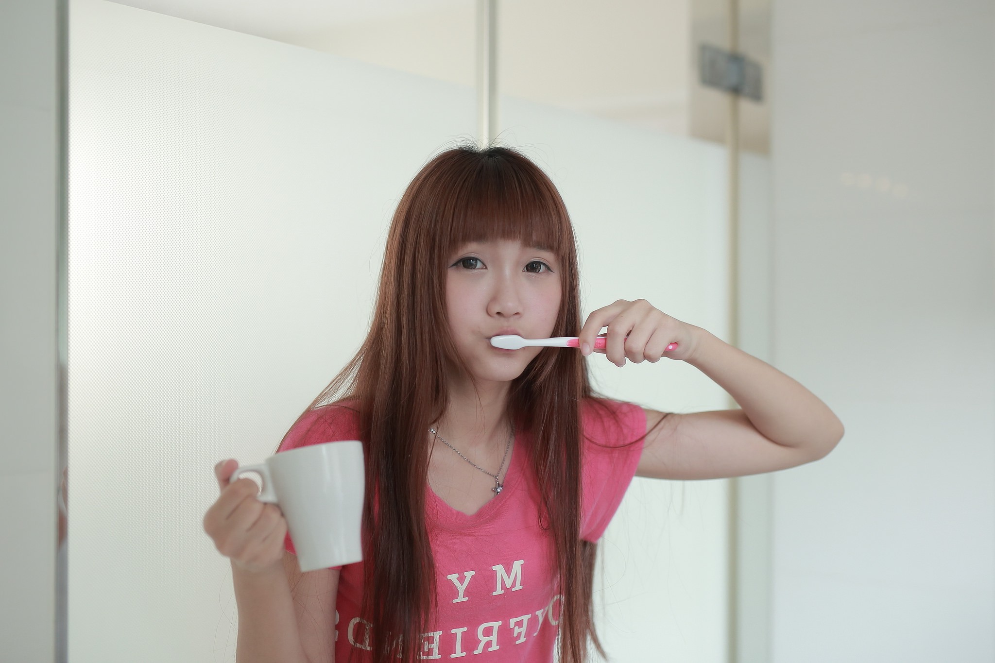 Asian Women Toothbrush T Shirt 2048x1365