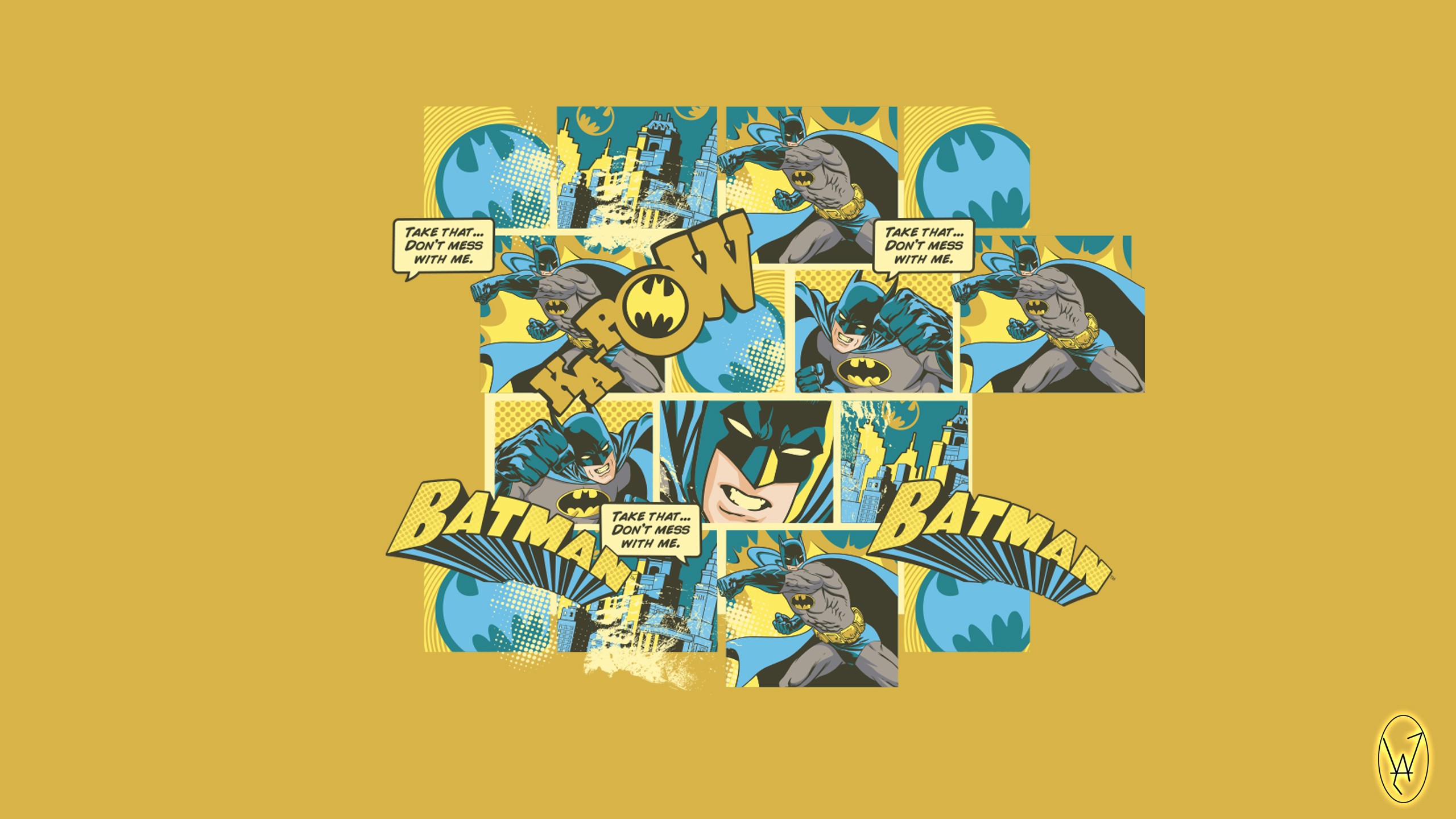 Batman Sketches Logo Comics Yellow Yellow Background Humor Turquoise 2560x1440