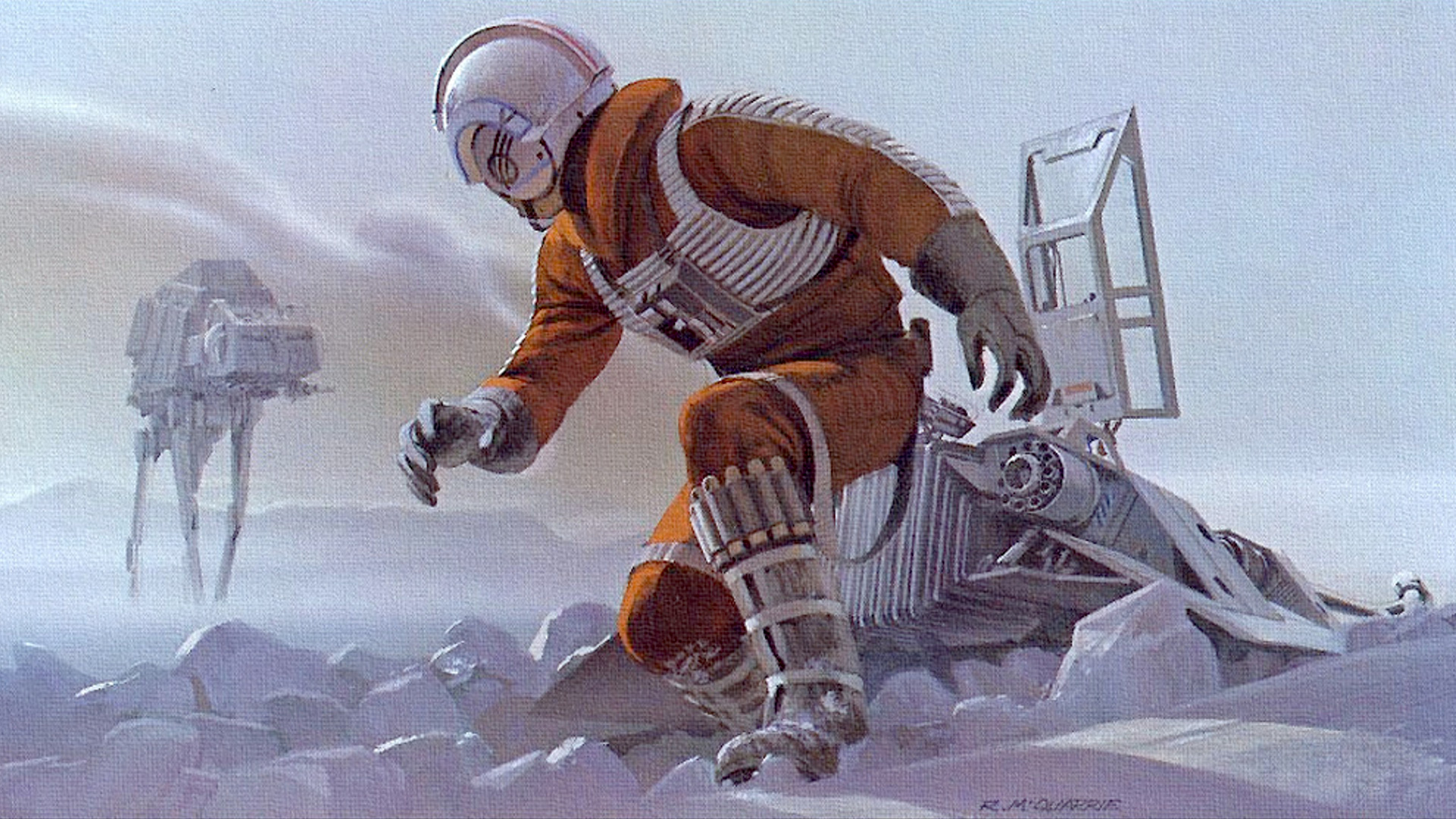 Star Wars Episode V The Empire Strikes Back Movies AT AT Artwork Hoth Ralph McQuarrie Vehicle Scienc 1920x1080