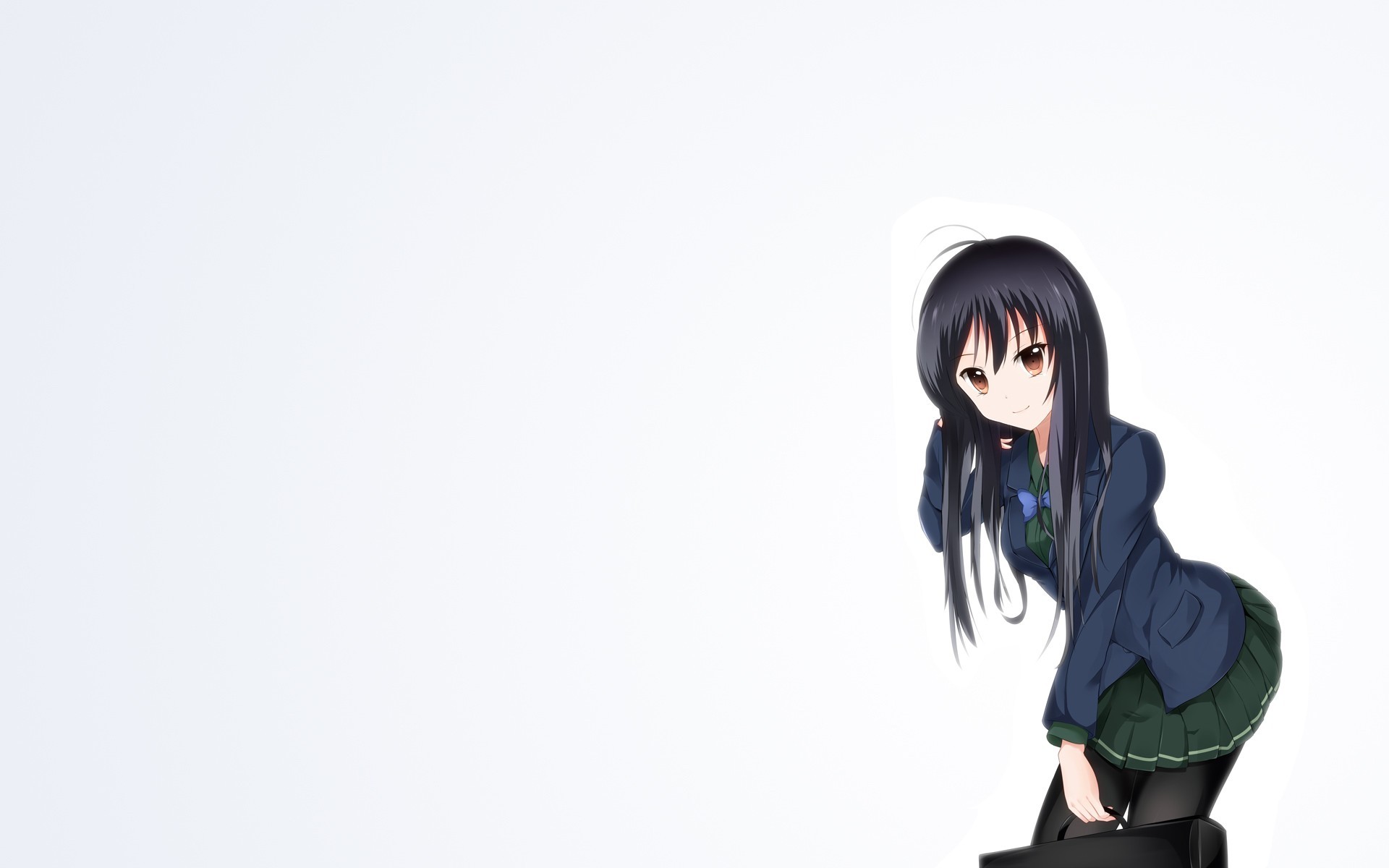 Kuroyukihime Accel World Dark Hair Brunette School Uniform Skirt Anime Girls Looking At Viewer White 1920x1200