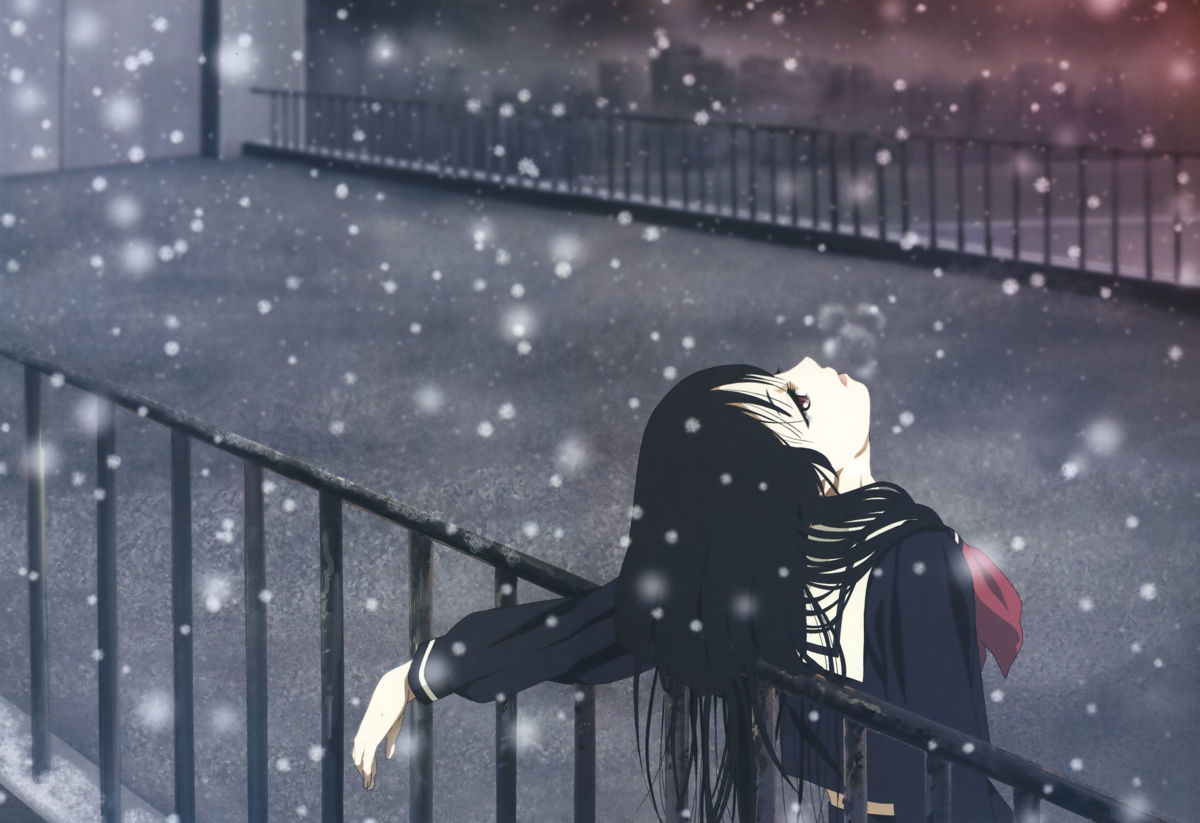 Jigoku Shoujo Enma Ai Anime Girls Dark Hair Snow 2388x1639