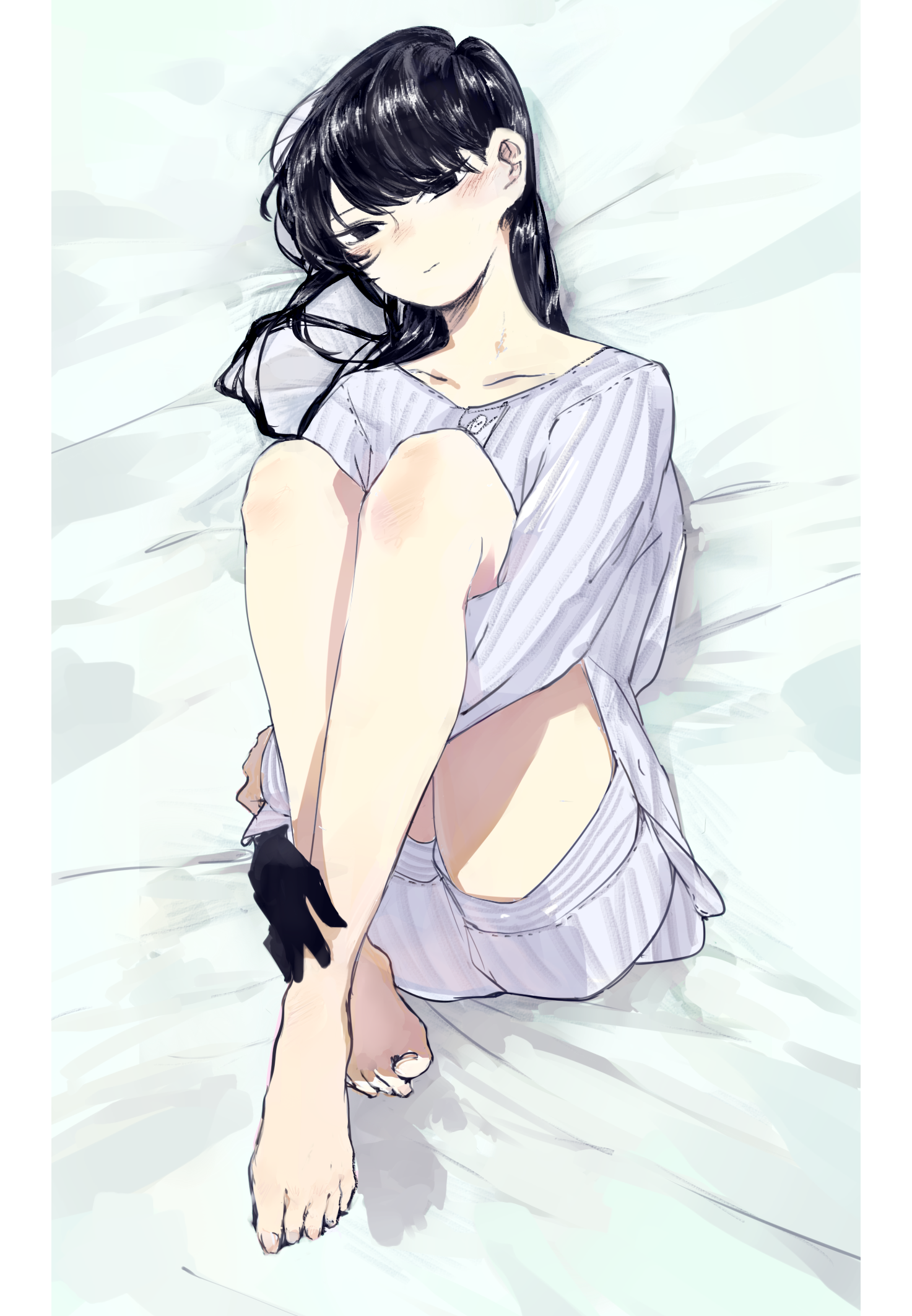 Komi San Wa Comyushou Desu Anime Girls Pyjamas Long Hair Smiling Barefoot 2D Black Hair Blushing Bla 1473x2125