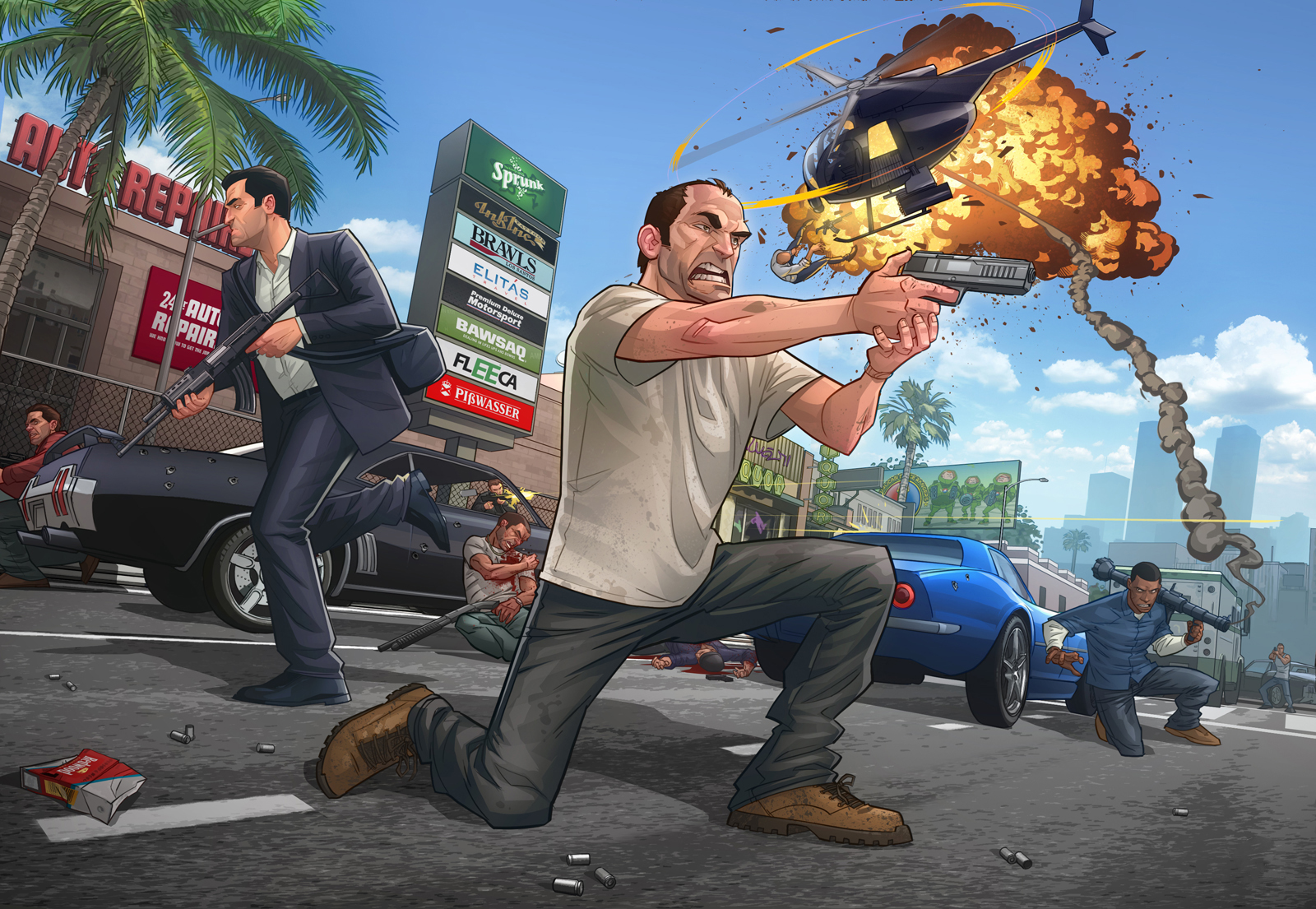 Grand Theft Auto V Michael De Santa Trevor Philips Franklin Clinton 1600x1105