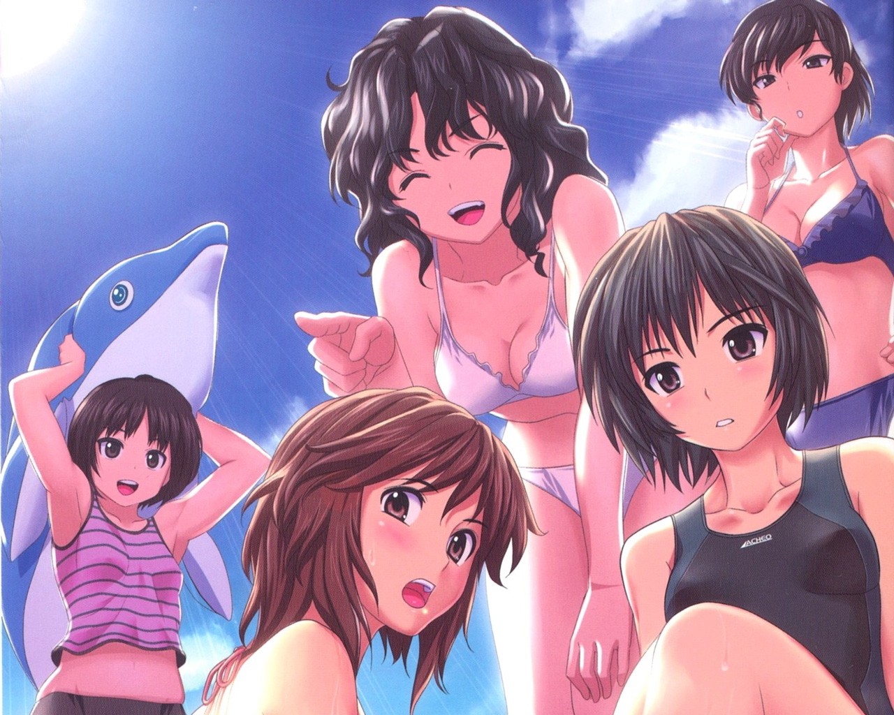 Amagami SS Anime Girls Nanasaki Ai Nakata Sae Sakurai Rihoko Tachibana Miya Tanamachi Kaoru Tsukahar 1280x1024