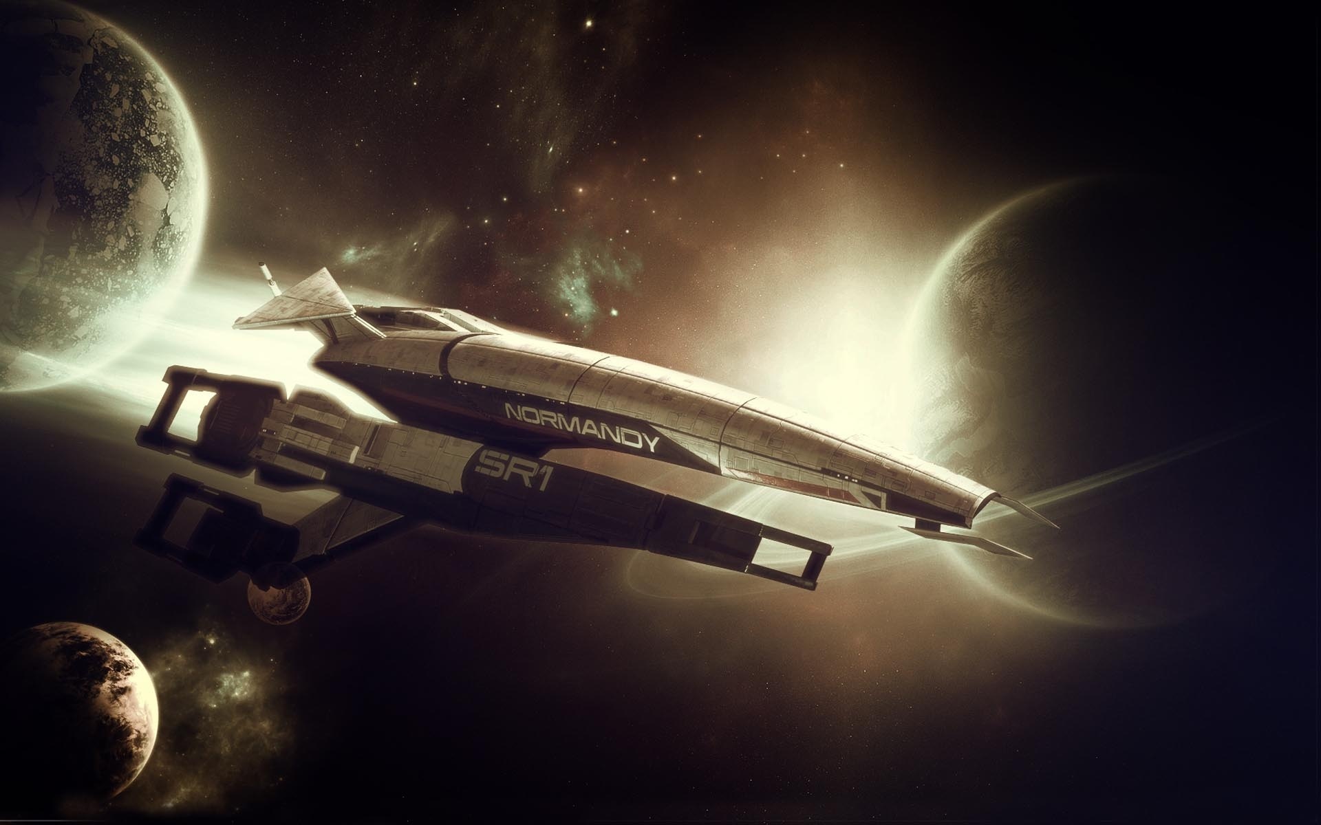 Space Planet Mass Effect Spaceship Normandy SR 1 1920x1200