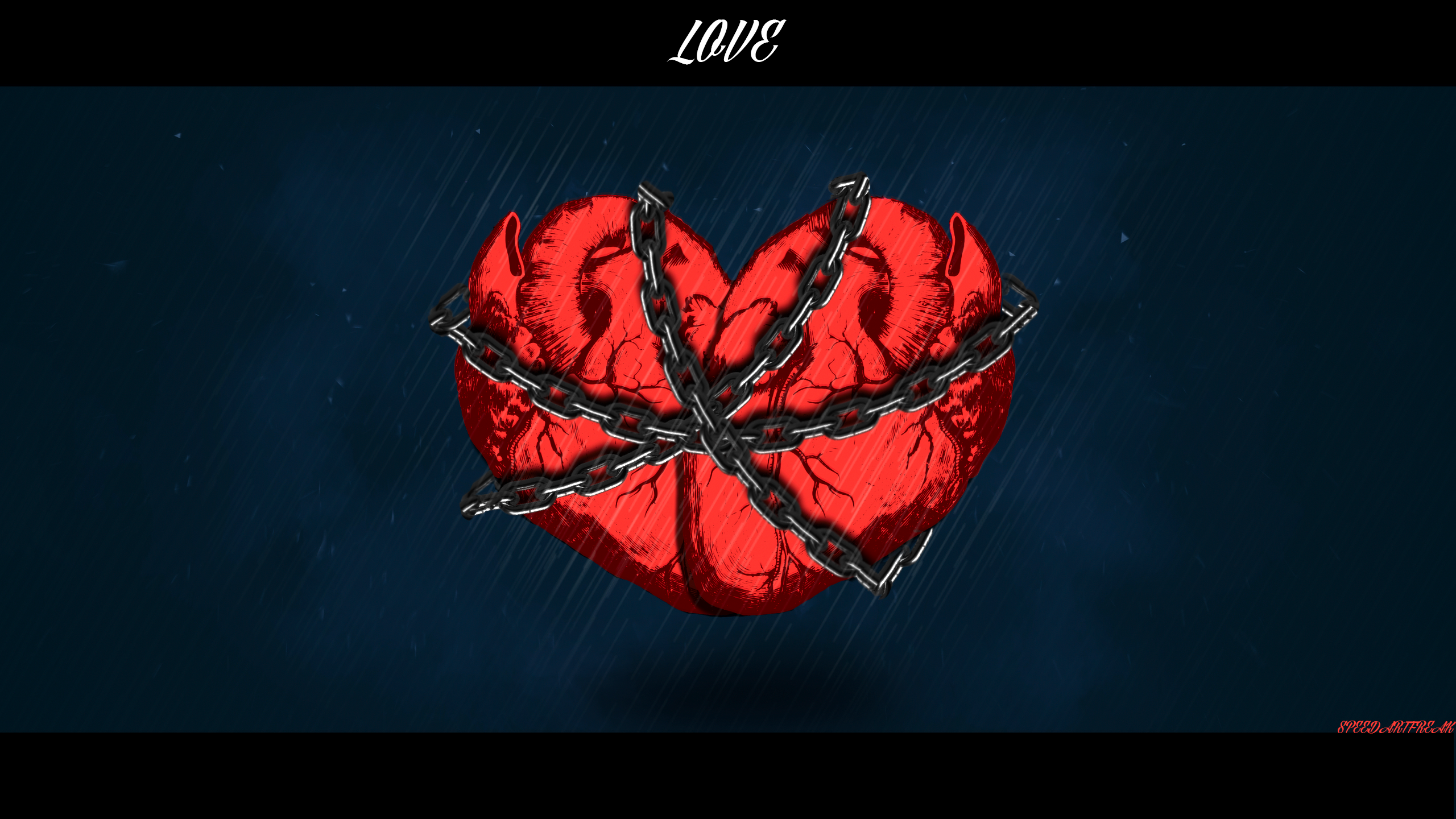 Heart Drawing Photoshop Red Chains Romantic Love Bound Abstract 2560x1440