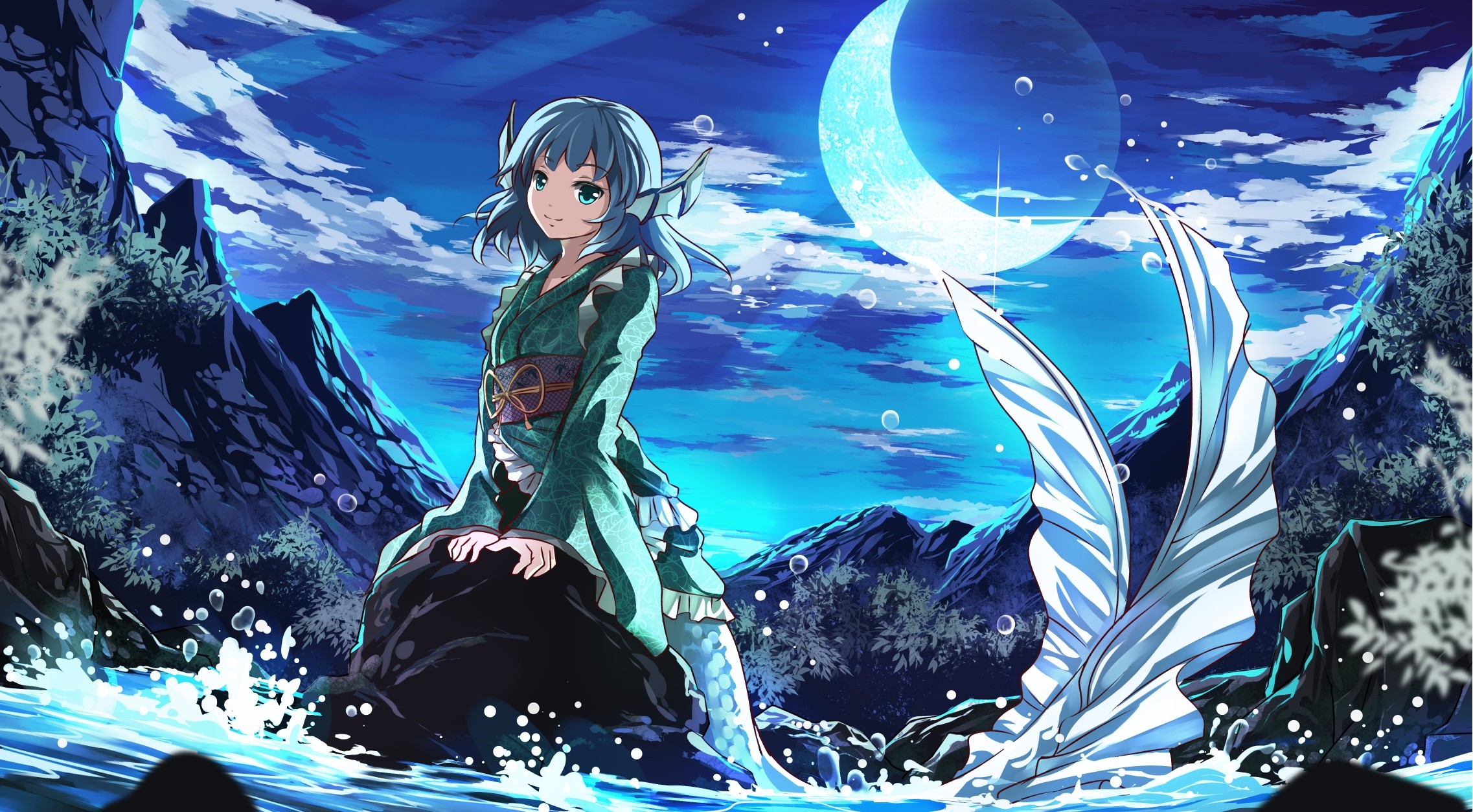 Anime Anime Girls Mermaids Touhou Wakasagihime 2274x1254