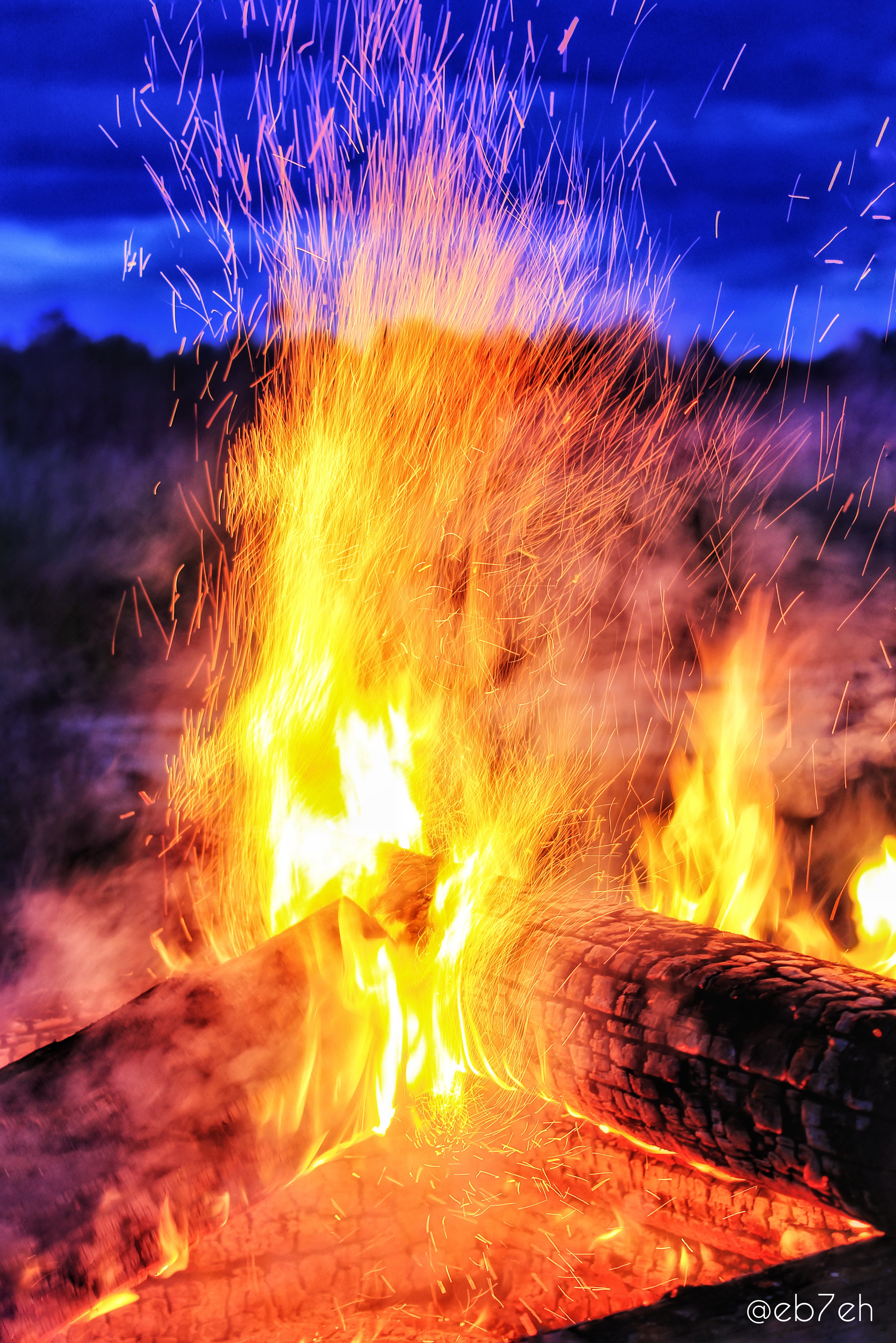 Bonfires Sparks Night Landscape Wood Forest Eb7eh Abstract 3425x5137