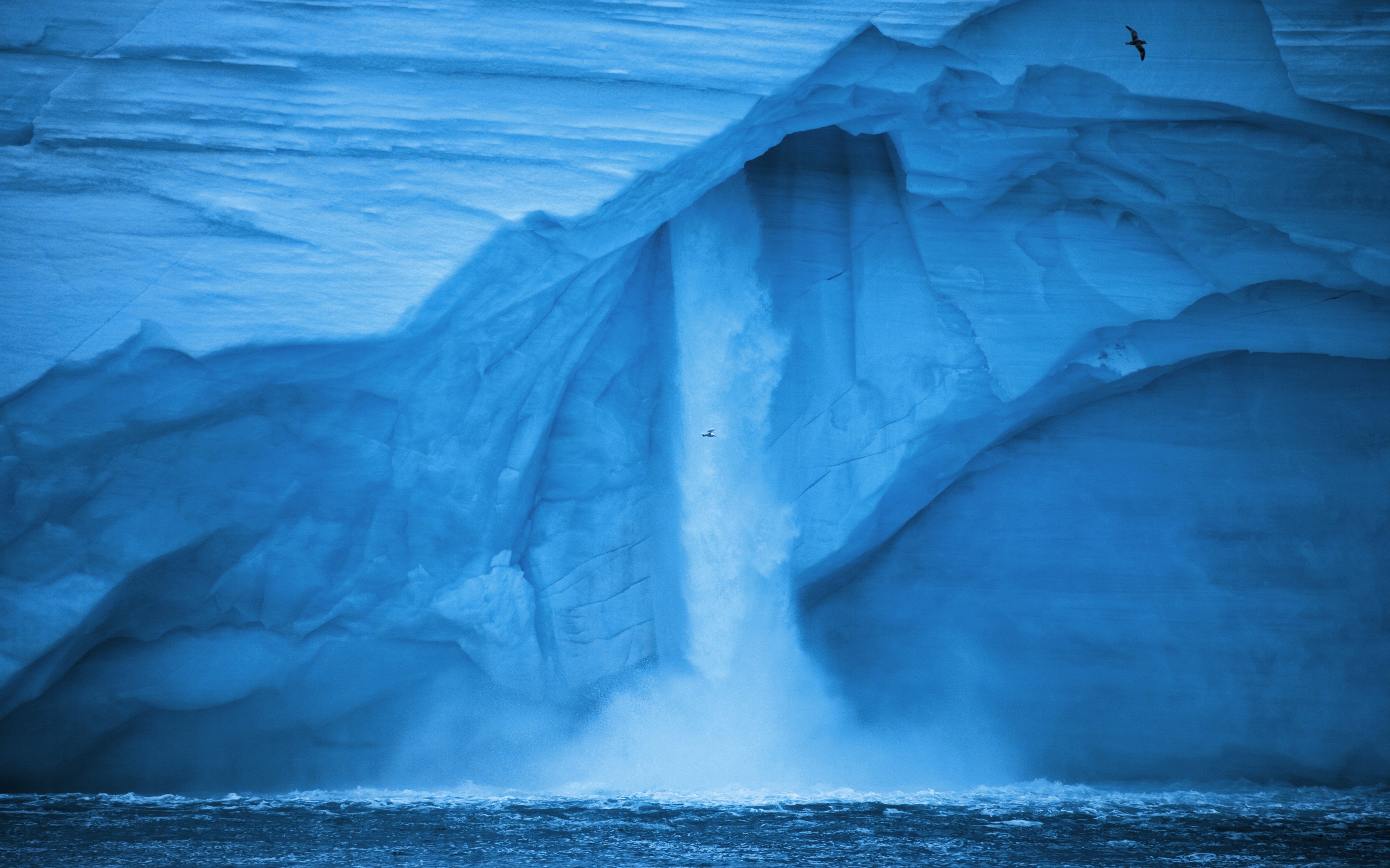 Nature Landscape Earth Water Sea Glaciers Waterfall Iceberg Blue 3200x2000