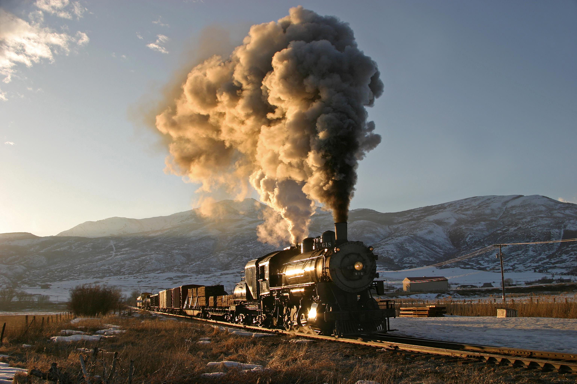 Steam Locomotive Vehicle Train Mountains 1920x1280