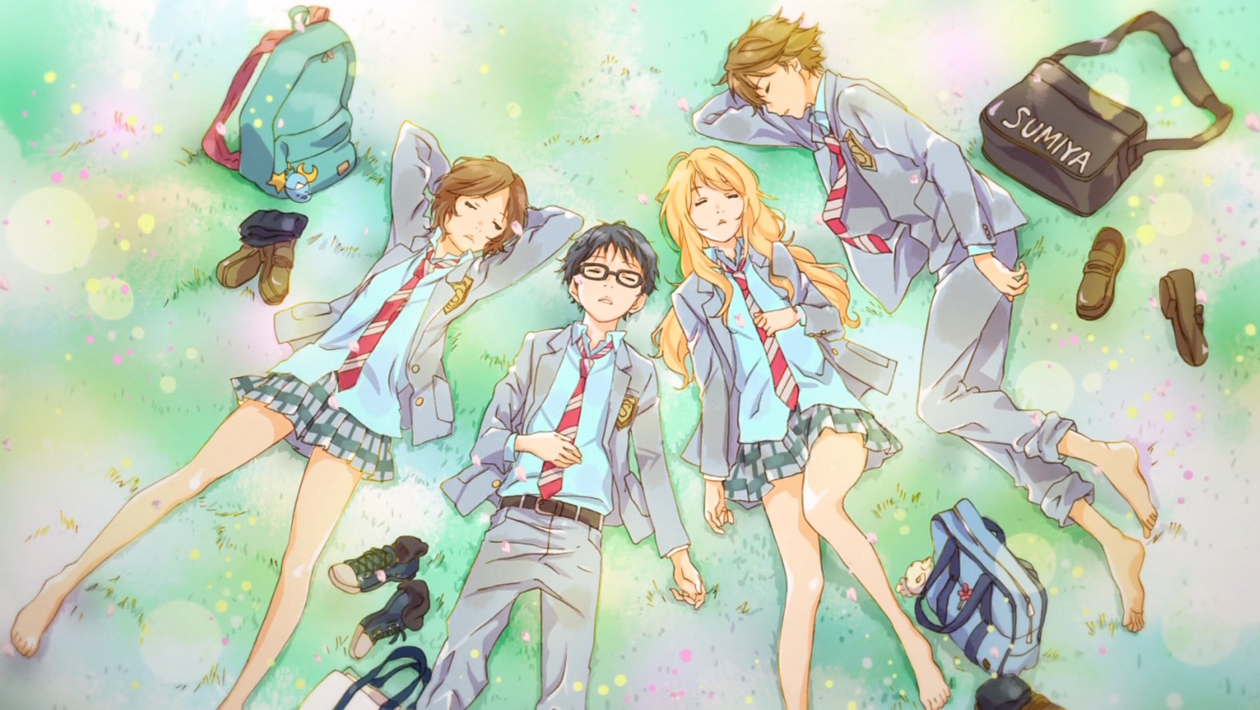 Shigatsu Wa Kimi No Uso Miyazono Kaori Sawabe Tsubaki Arima Kousei 2557x1440