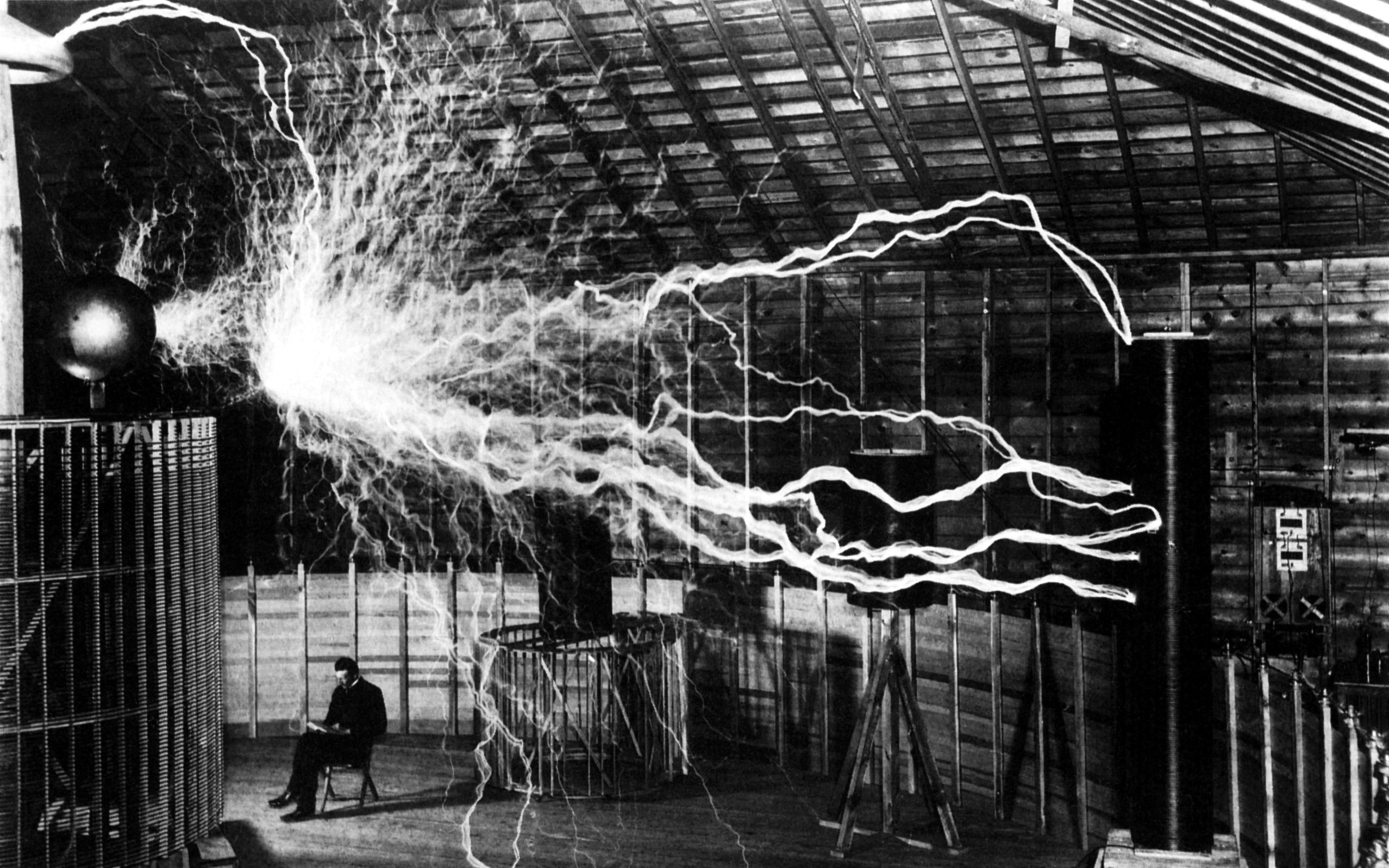Nikola Tesla Scientists Monochrome Electric Lightning 3000x1875