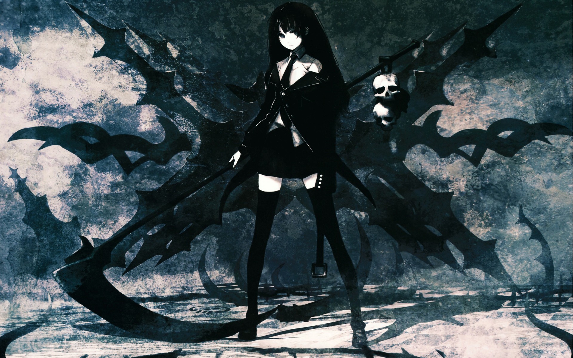 Anime Girls Anime Standing Dark Hair Huke Artist Death Scythe Black Rock Shooter Series 1920x1200