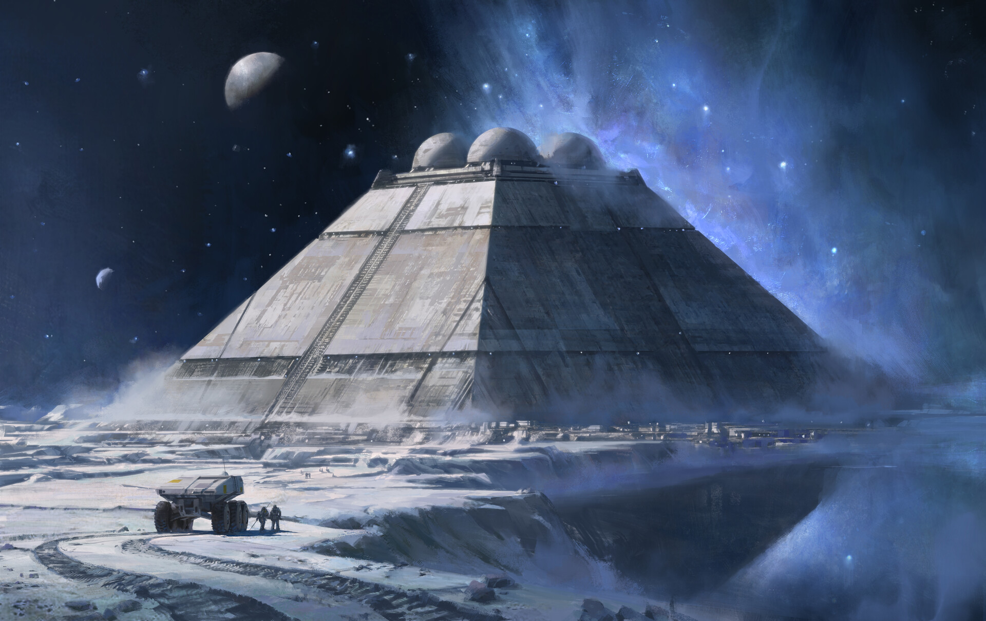 Digital Digital Art Artwork Fantasy Art Futuristic Pyramid Architecture Planet Space Space Art Vehic 1920x1209
