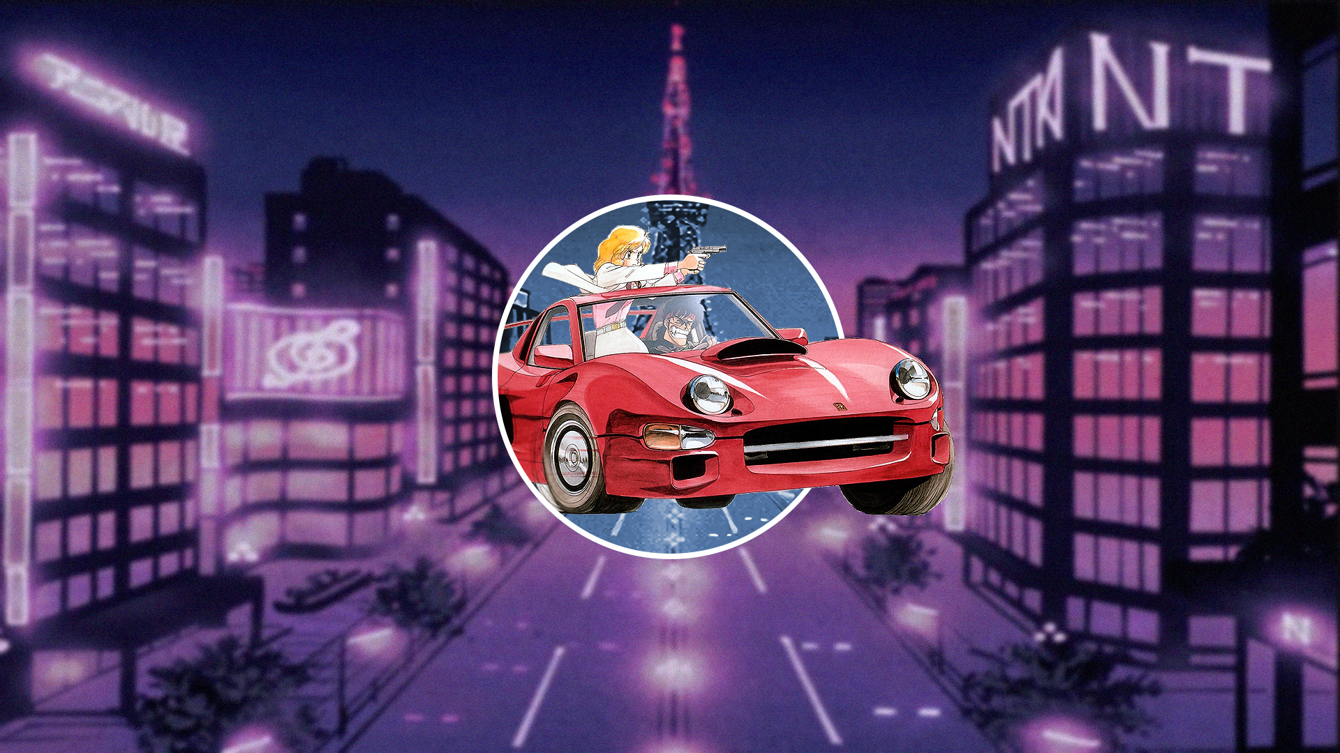 Picture In Picture Piture In Picture Anime Girls Anime Car Red Cars 1920x1080