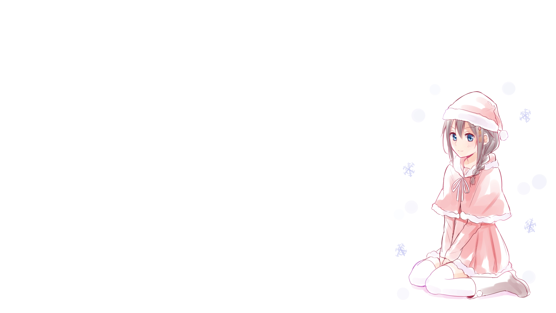 Christmas Simple Background Kantai Collection Shigure KanColle Snow Flakes Santa Hats 1920x1080